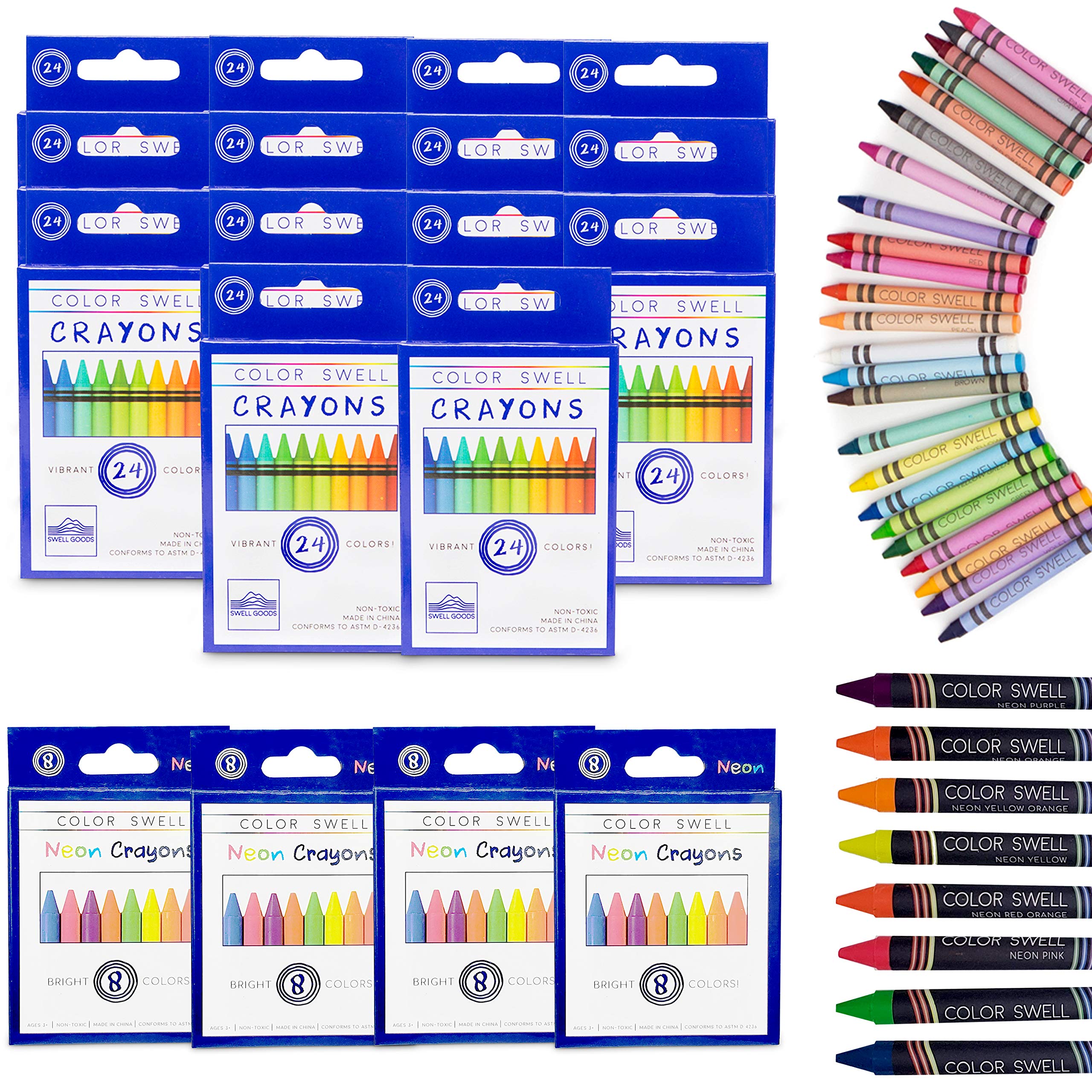 Buy Color Swell Regular and Neon Crayon Bulk Packs 4 Boxes of Fun