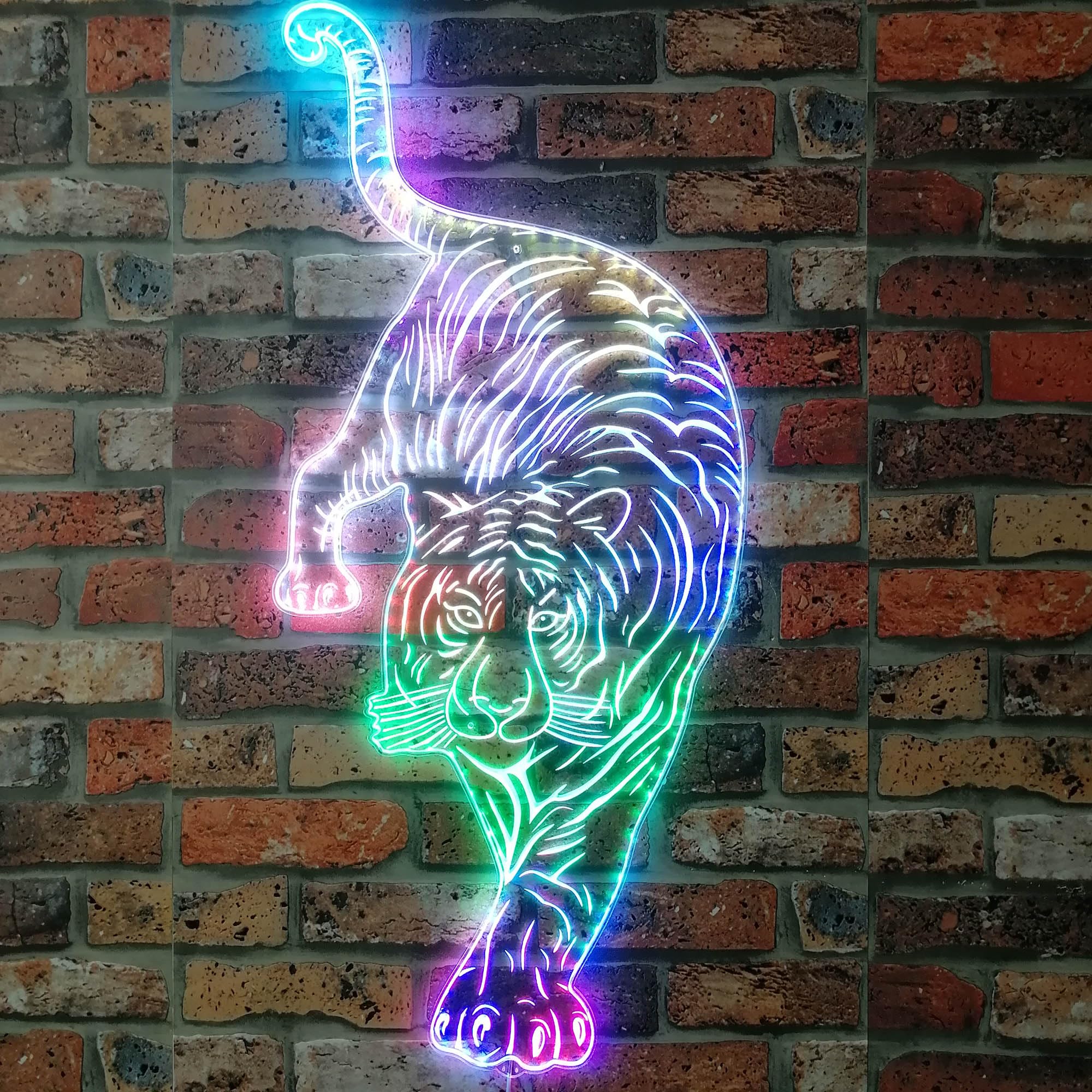 ADVPRO Tiger Walk to You RGB Dynamic Glam LED Sign - Cut-to-Edge Shape - Smart 3D Wall Decoration - Multicolor Dynamic Lighting st06s63-fnd-i0015-c