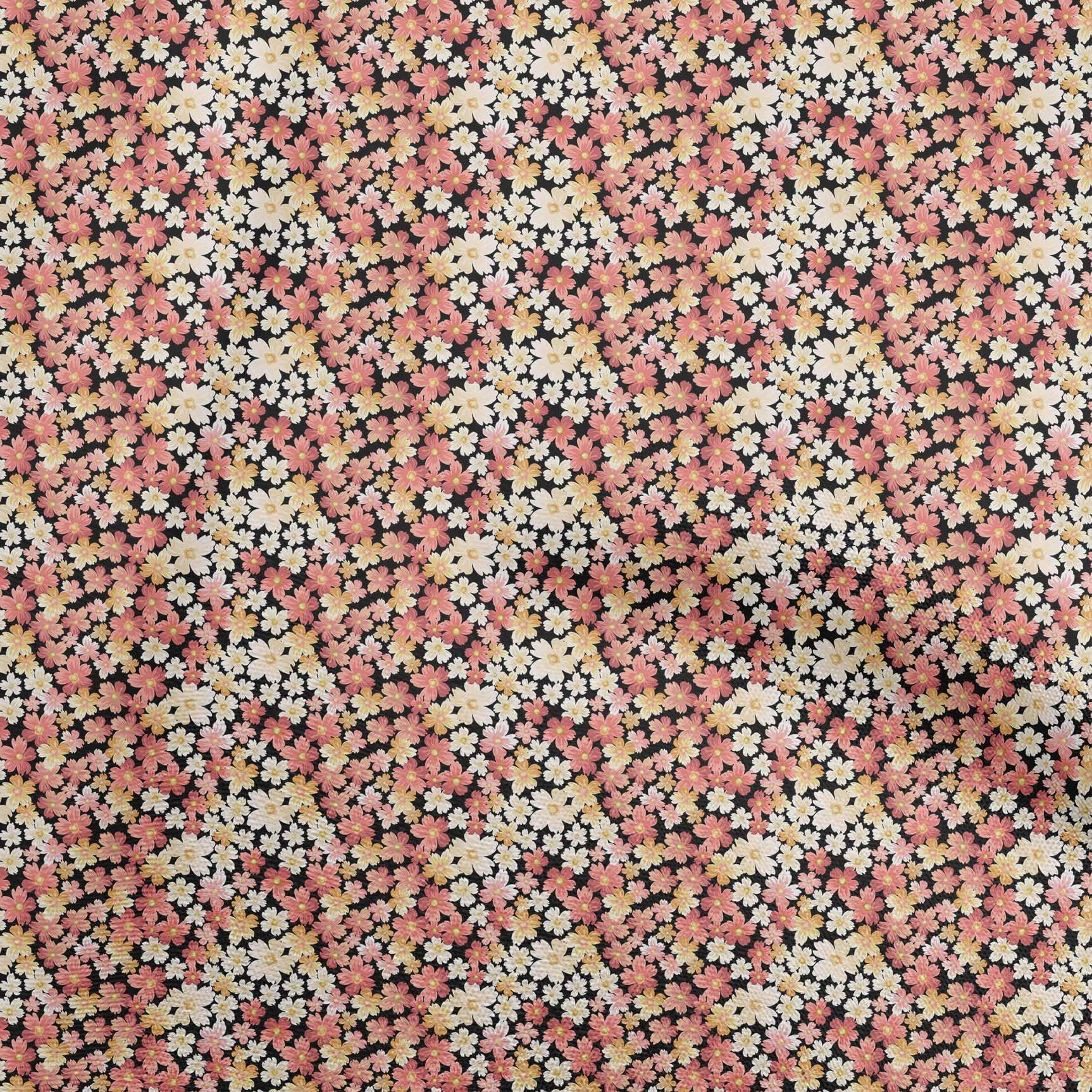 oneOone Cotton Poplin Twill Pink Fabric Floral Sewing Craft