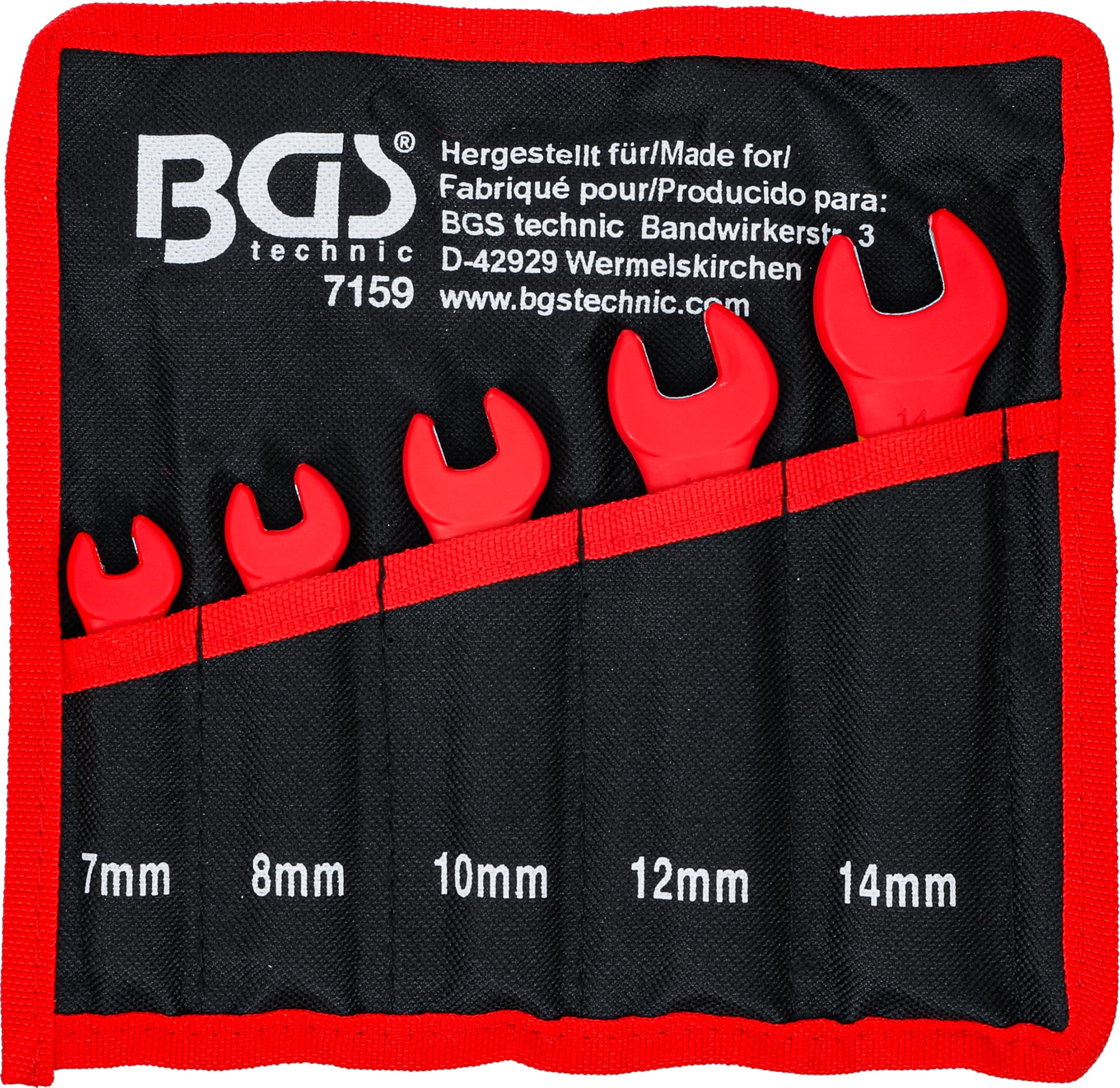 BGS 7159 | Llave plana de una boca VDE | 7 - 14 mm | 5 piezas