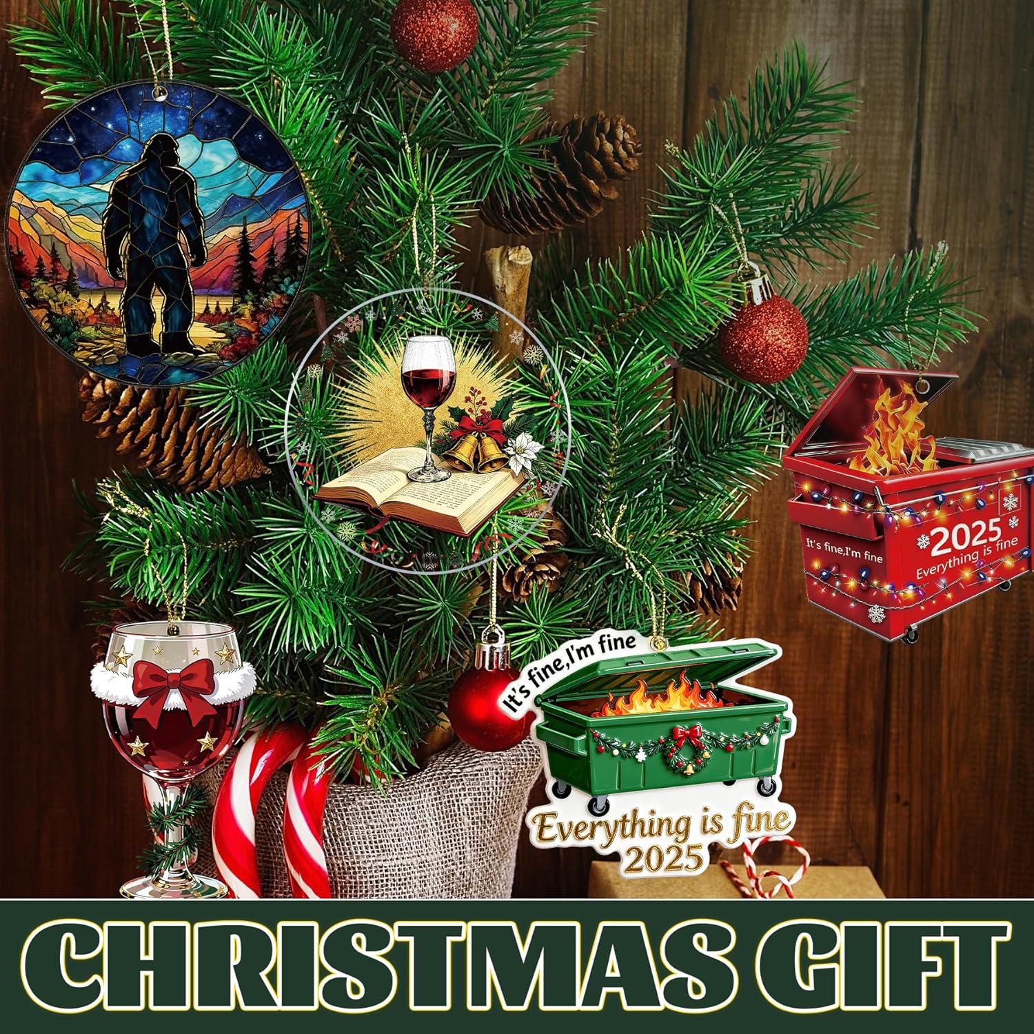 Funny Christmas Ornaments 2025, Gorilla Ornament Christmas Tree Ornaments, Personalized Keepsake Acrylic Hanging Decorations, Xmas Ornaments Gift Exchange Ideas, Home Decor (Large 3.94 in) - Image 7