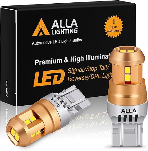 Alla Lighting Cuña T20 en miniatura súper brillante de 12 V 74407443, 6000 K xenón blanco LED, señal de giro, luces traseras de freno SMD de Alla Lighting Cuña T20 en miniatura súper brillante de 12 V 74407443, 6000 K xenón blanco LED, señal de giro, luces traseras de freno SMD de