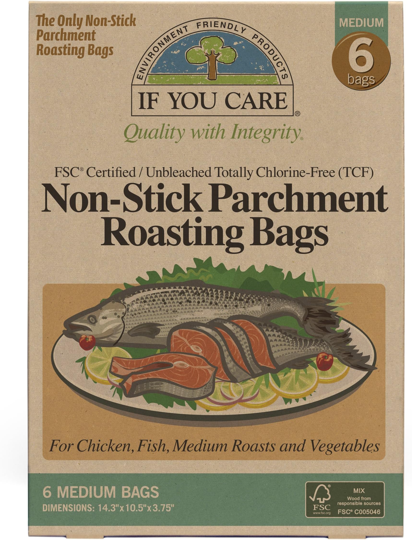 If You Care J25073IF YOU CARE Non-Stick Parchment Roasting Bags, Medium, Natural