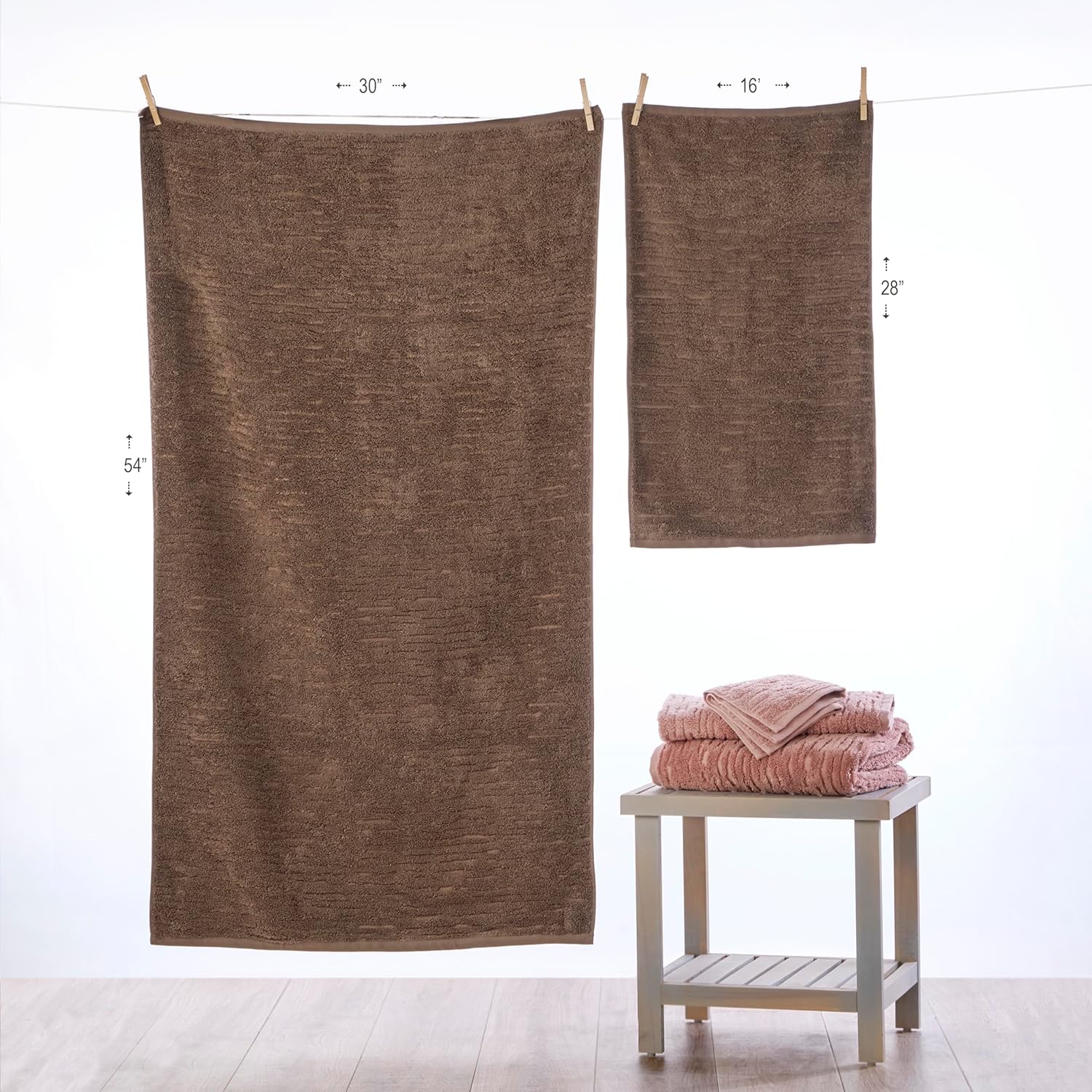 SKL Home CloudSoft Cotton Luxury Hand Towel 2pc Set for Bath/Kitchen/Bar & Gift, Mink Brown - Image 6