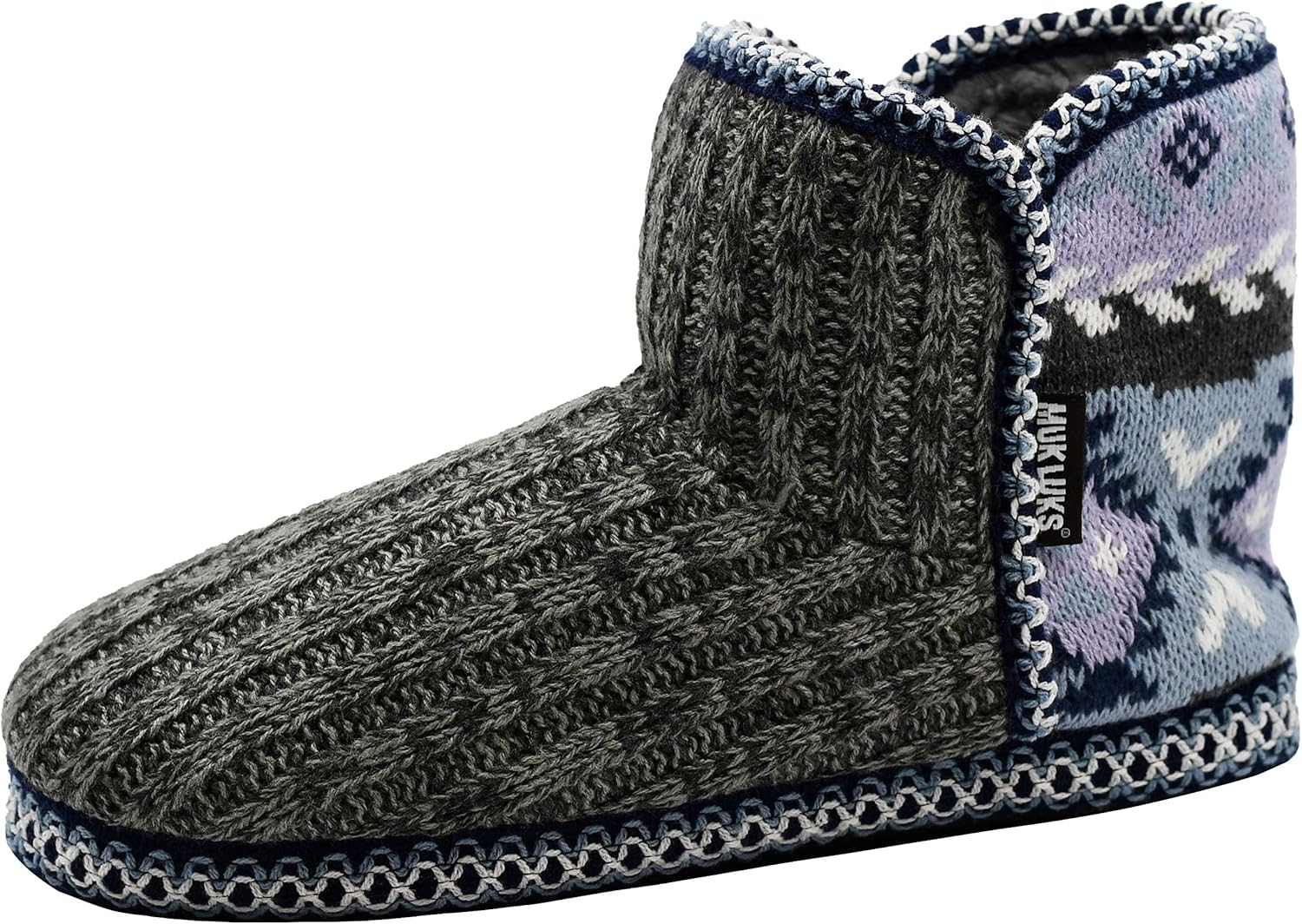 MUK LUKS Women's Leigh Slippers X-Large Dark Grey Heath