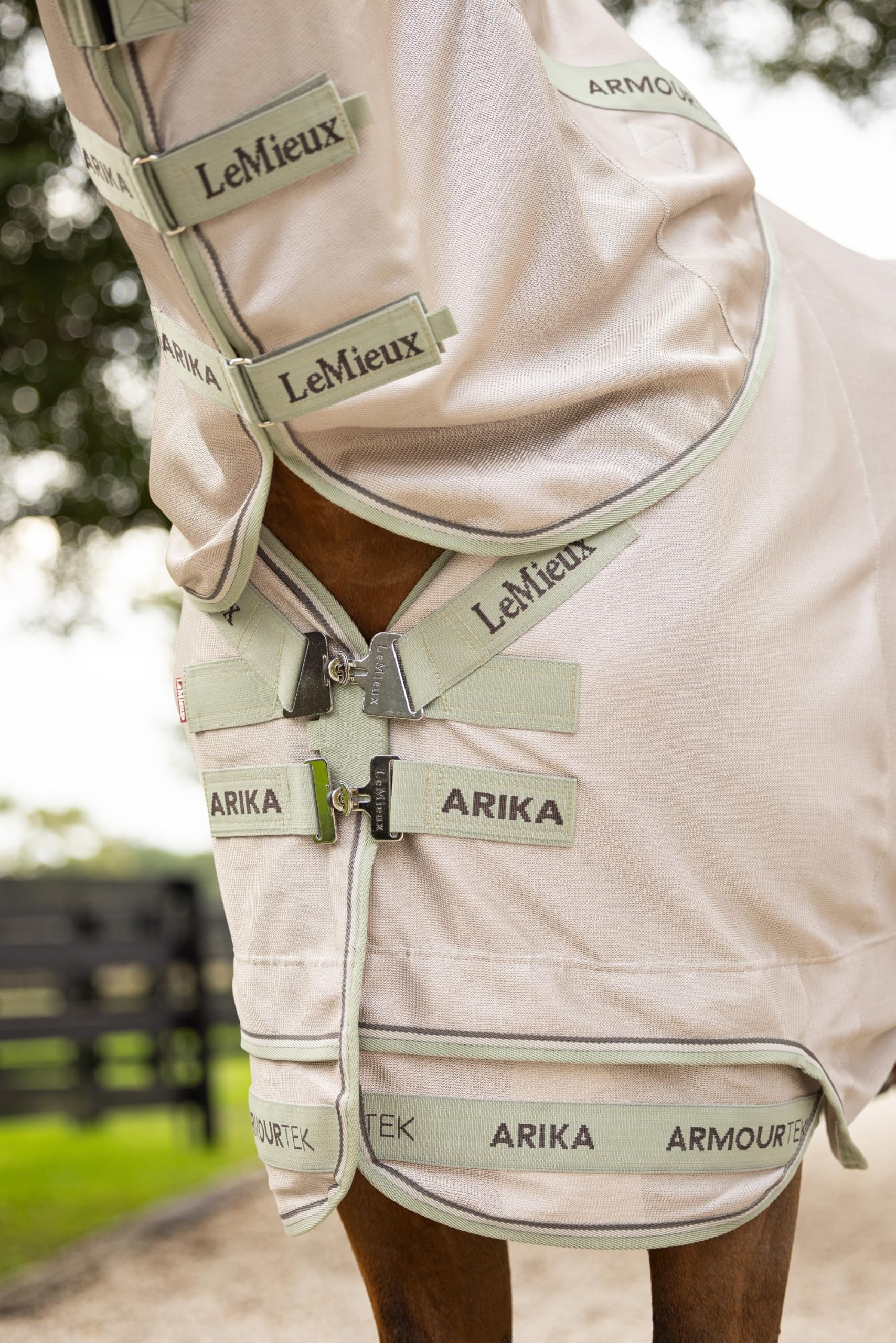 LeMieux Arika Armour-Tek Fly Blanket - UV Protection - Detachable Neck - Extended Belly Strap - Stone - 78