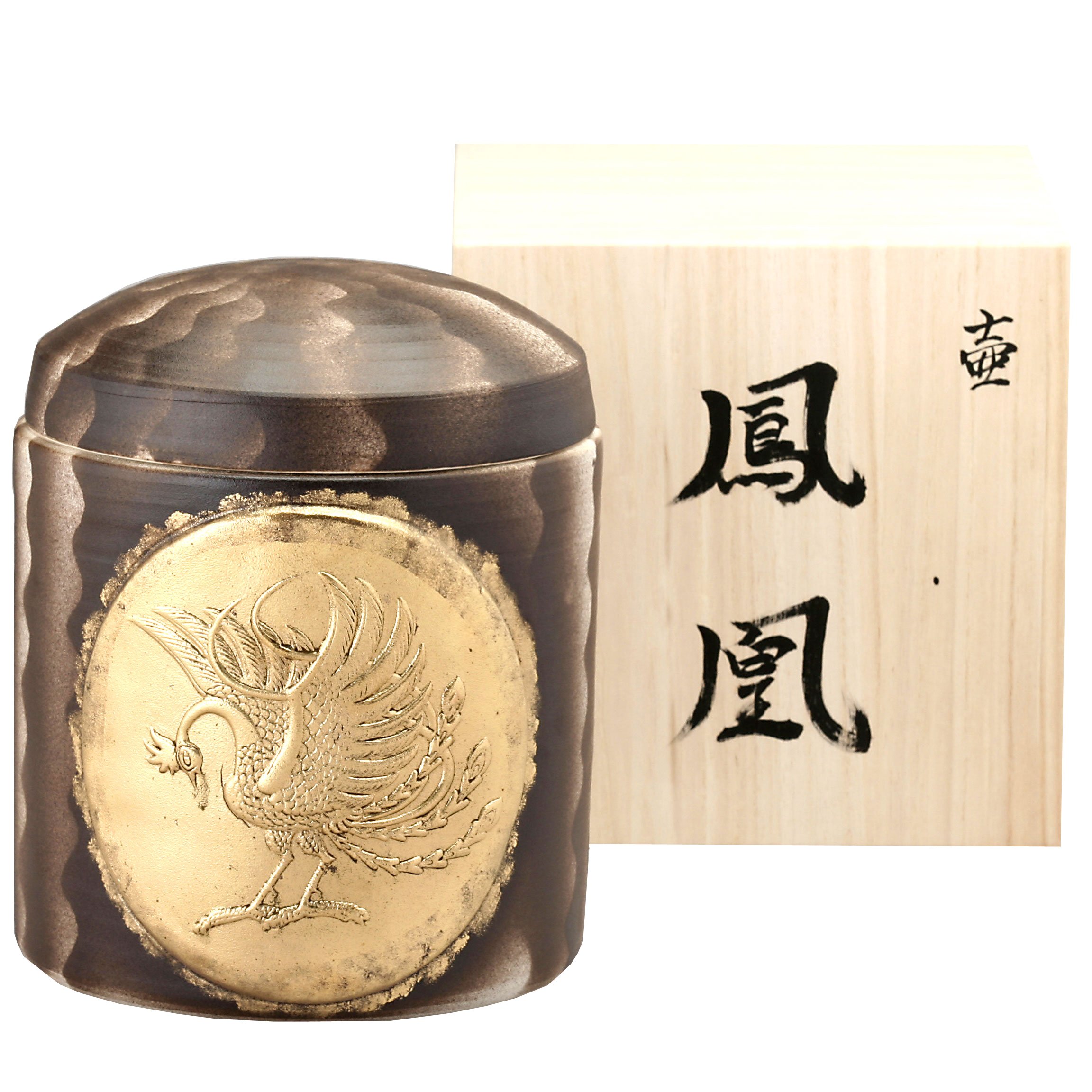 送料無料】【骨壷】 （骨瓶・骨壺） 青磁 鳳凰 透かし（緑青磁） 4寸 