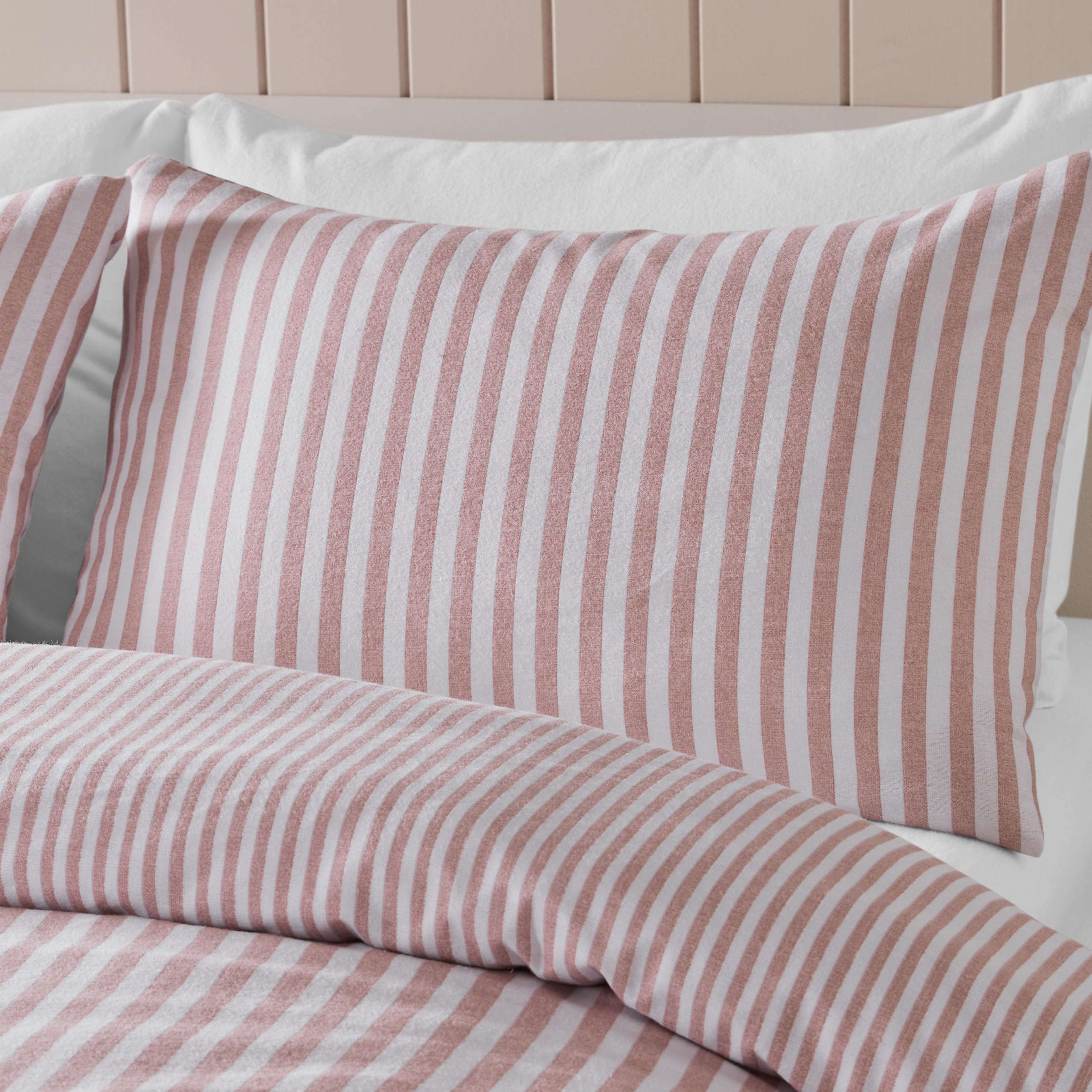 Catherine Lansfield Set copripiumino matrimoniale reversibile con federe, in cotone spazzolato, motivo: fiori raccolti, colore naturale