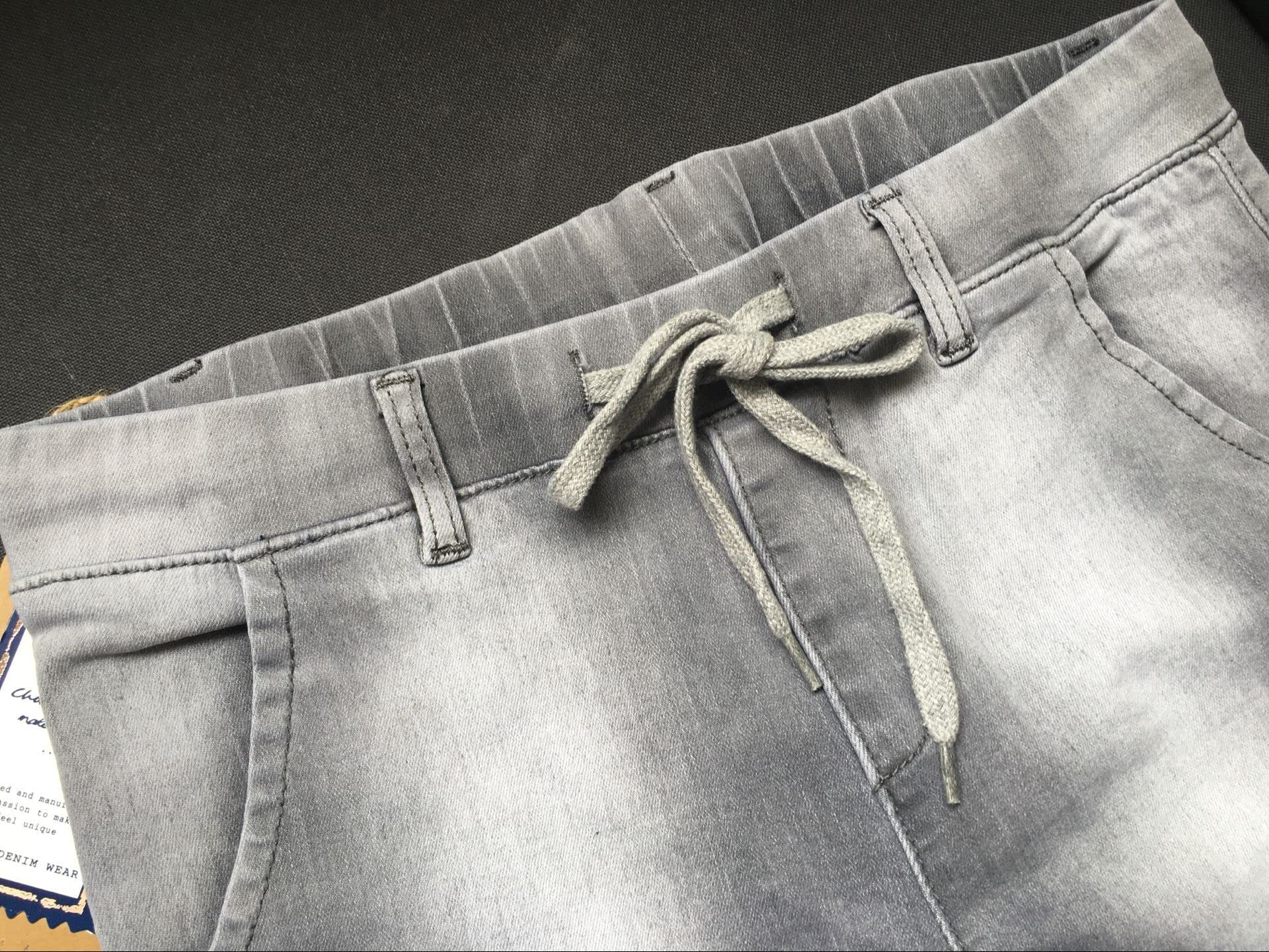 Dninmim Jeans Boyfriend taille extensible pour femme printemps automne gris décontracté, gris, XXL