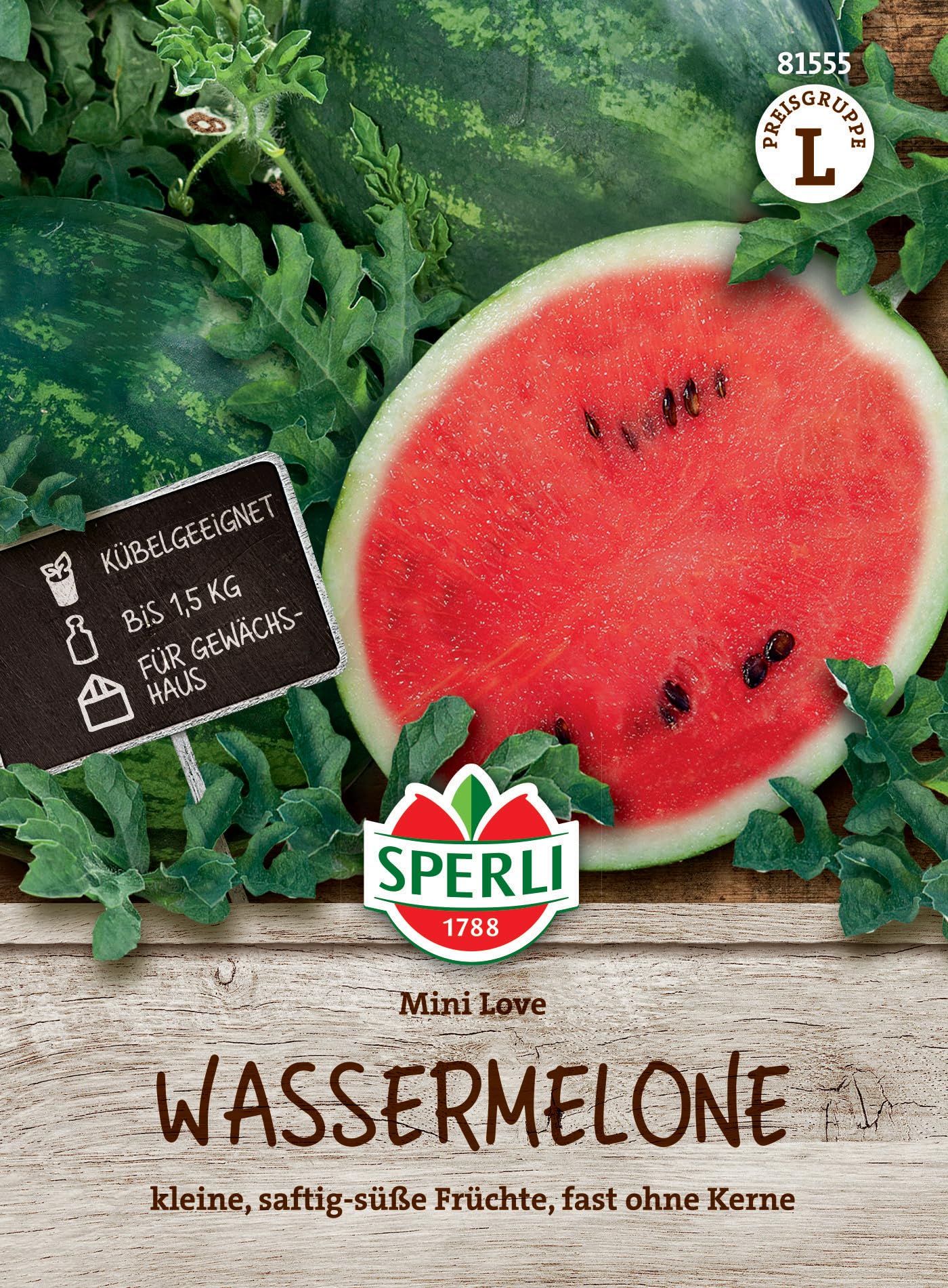 Sperli Wassermelonensamen Mini Love, F1 81555 - kleine und saftig- süße Früchte - fast ohne Kerne - kübelgeeignet - bis 1,5kg - Samen Gemüse, Saatgut, Gemüse Pflanzen