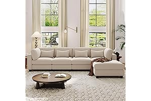 99.6" 5-Piece Sectional Sofa Sets with Removable Ottomans and Pillows