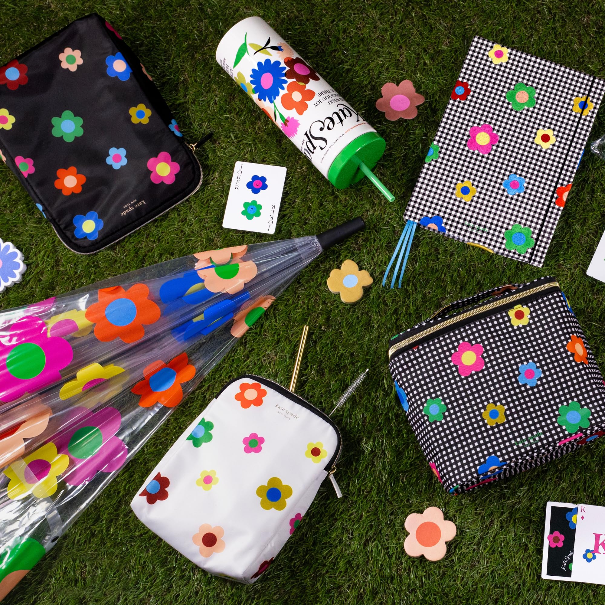 kate spade new york Set di borse termiche per snack, motivo giardino a quadretti | 2 sacchetti per alimenti con cerniera, riutilizzabili, termici, porta sandwich per il pranzo e in viaggio