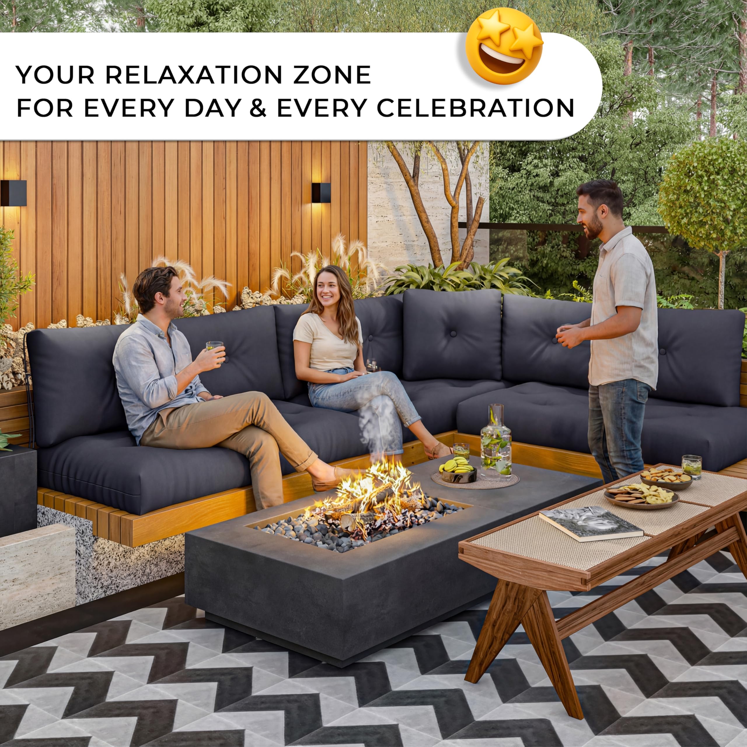 Palettenkissen Rückenlehne 120x40 cm – Gartensofakissen, gestepptes Rückenpolster für Palettenmöbel, Terrasse & Sofa