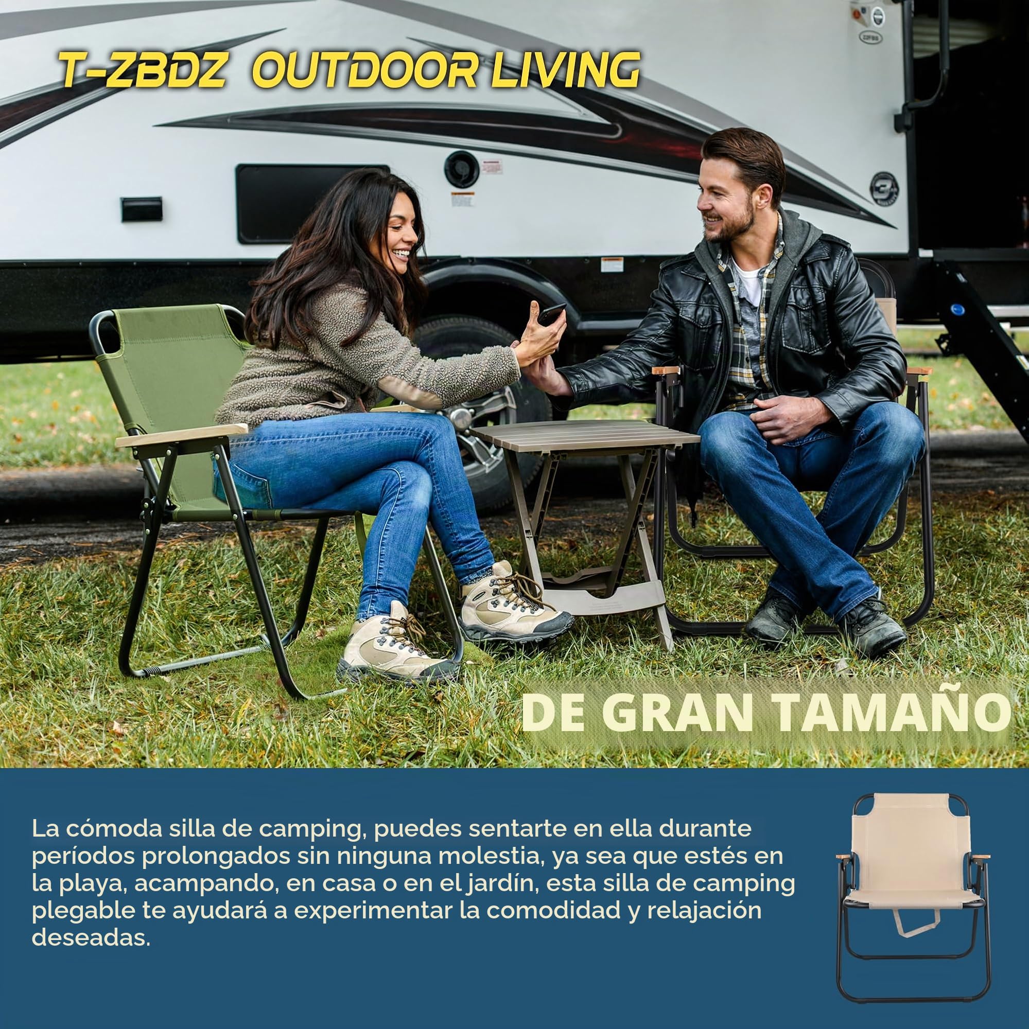 Silla Playa Plegable - Silla de Playa - Silla Plegable Camping Ligera, Incluye Asas de Transporte, Portátil Sillas Plegables para Acampada Jardín Terraza Pesca, Blanco