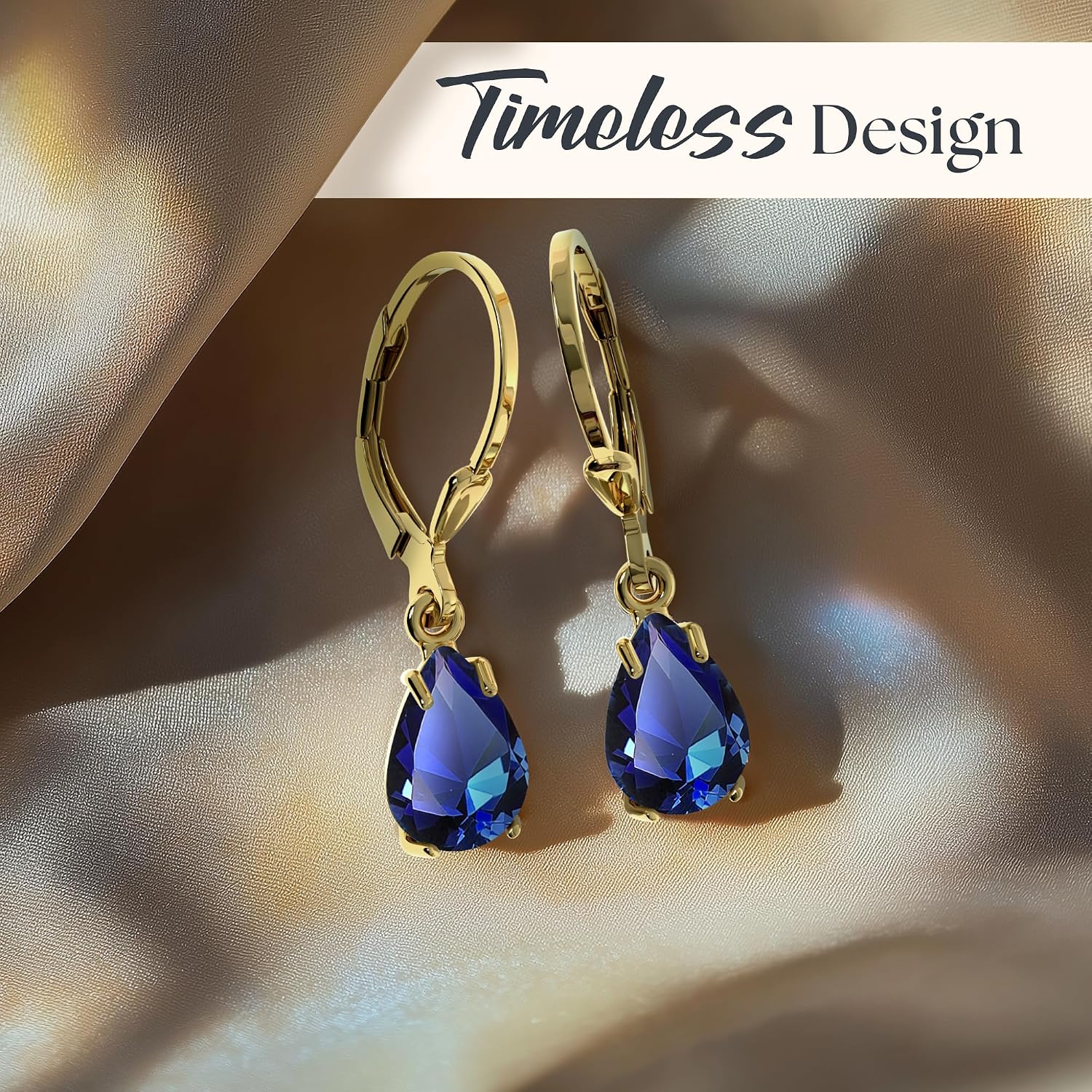 14K Gold Plated Gemstone Teardrop Earrings for Women – Birthstone Jewelry – Dainty Leverback Earrings in Gold Over 925 Sterling Silver – Elegant Gift for Women