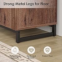 Vista 7 de Wampat Moderno soporte de TV para televisores de 100 pulgadas, consola central de entretenimiento 3 en 1 con estantes ajustables y base de metal