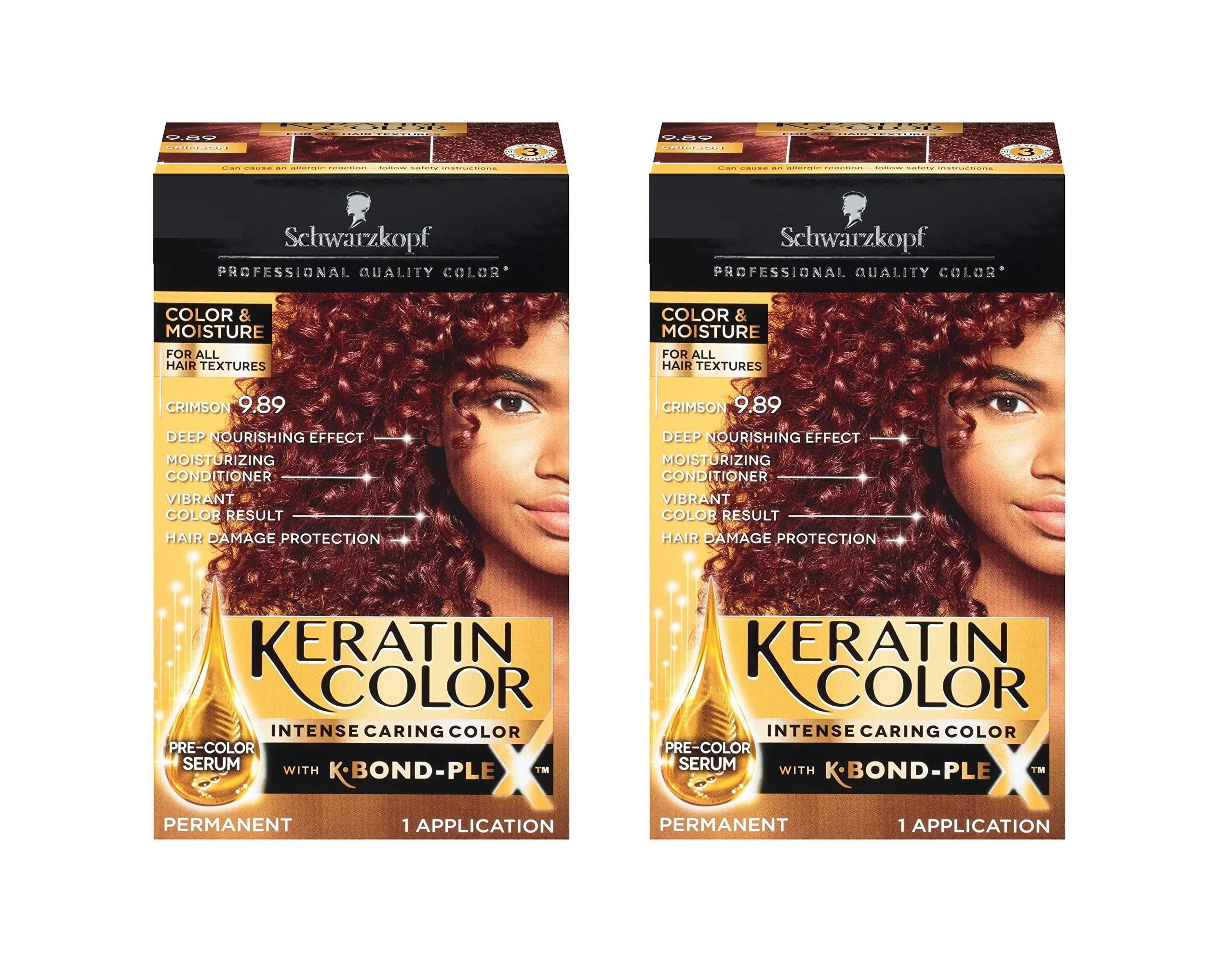 Schwarzkopf Professional Quality Color, For All Hair Textures, Keratin Color, Crimson 9.89, Pack of 2