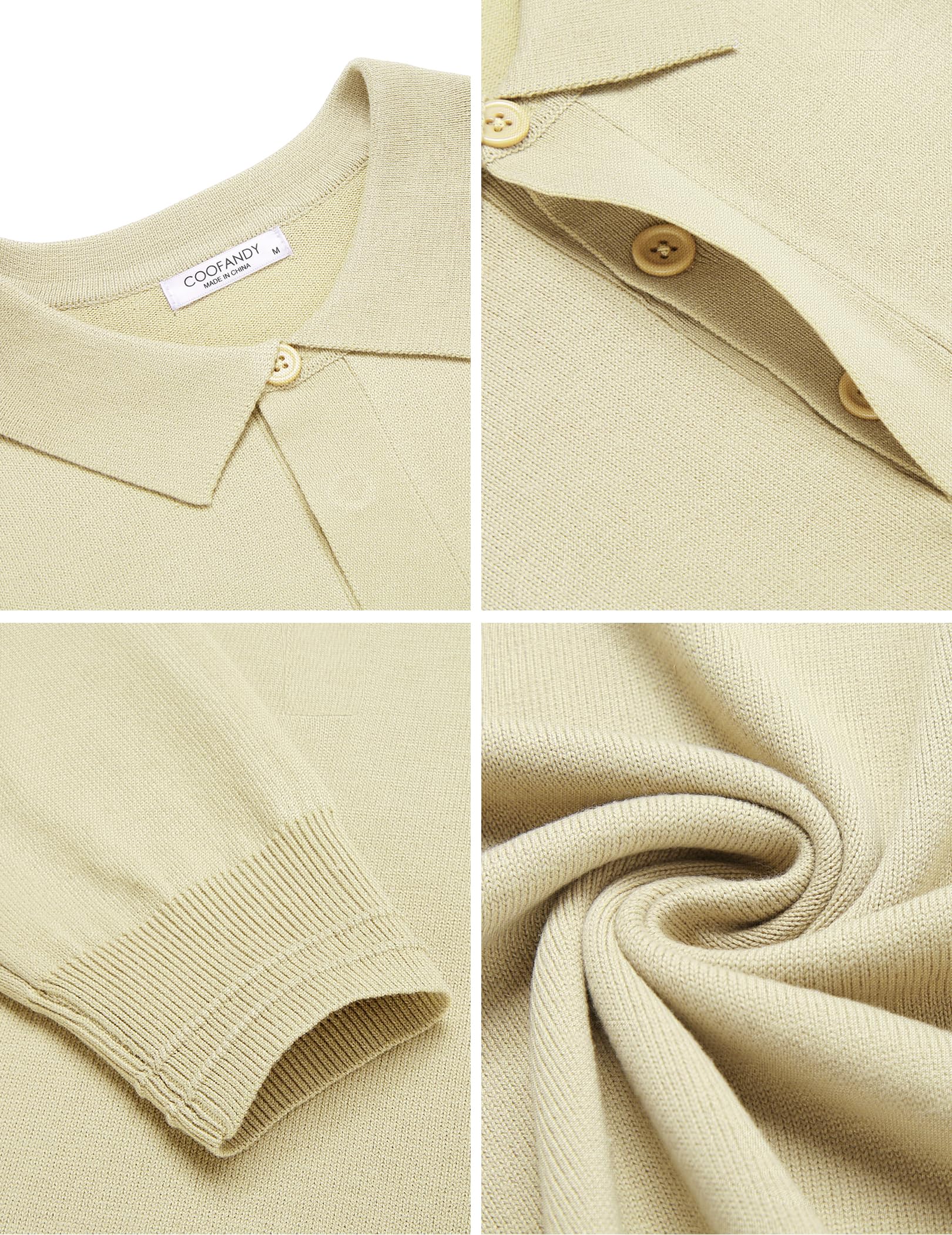 COOFANDY Maglione Polo Uomo Maglione Lavorato a Maniche Lunghe Business Maglioni Casual Pullover Tinta Unita