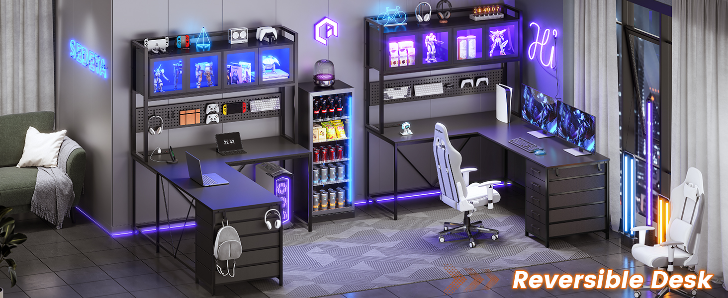 Amazon.com: SEDETA L Shaped Gaming Desk with Drawers, L Shaped