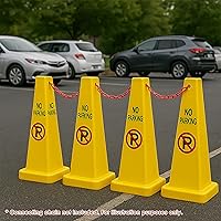 Vista 3 de Electriduct Cono de tráfico de cuatro caras No estacionamiento, letrero de pie amarillo (paquete de 2)