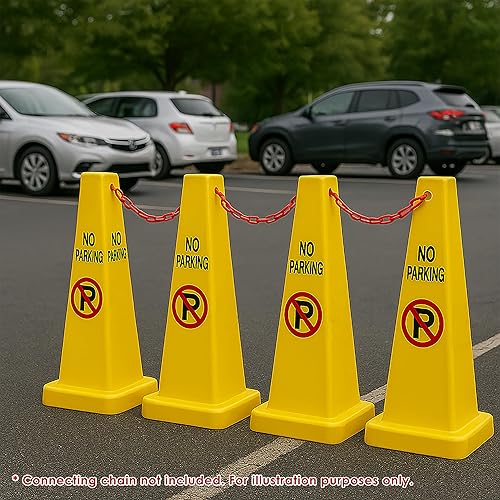 Miniatura 3 de Electriduct Cono de tráfico de cuatro caras No estacionamiento, letrero de pie amarillo (paquete de 2)