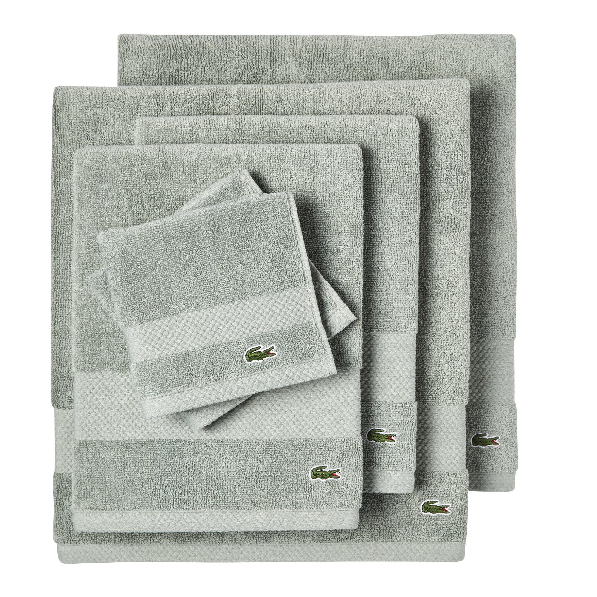 Lacoste Heritage Anti-Microbial Supima Cotton 6-Piece Towel Set 2 Bath Towels 2 Hand Towels 2 Washcloths Aloe Highly