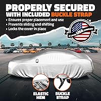 Vista 2 de Mockins - Funda para automóvil de poliéster plateado 190T, para todo tipo de clima, transpirable e impermeable, protegerá tu vehículo contra el clima