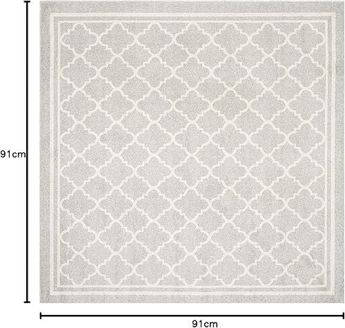 Vista 135 de Safavieh Amherst Collection AMT422B - Alfombra para interiores y exteriores, color gris claro y beige