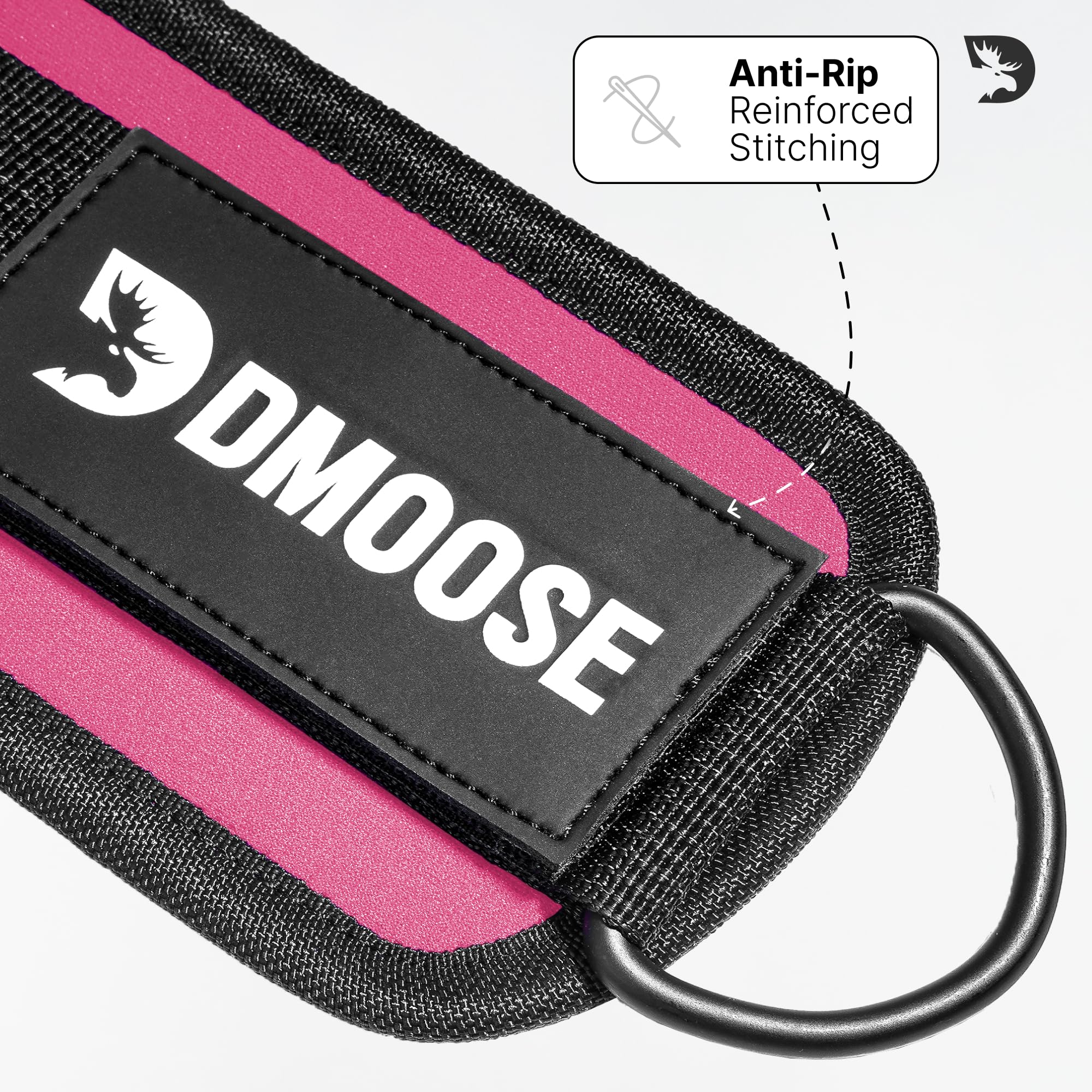 DMoose Knöchelriemen für Krafttraining, Riemenscheibe, Einheitsgröße mit Polsterung von höchster Qualität, für Sport, Kickback, Gesäßtraining