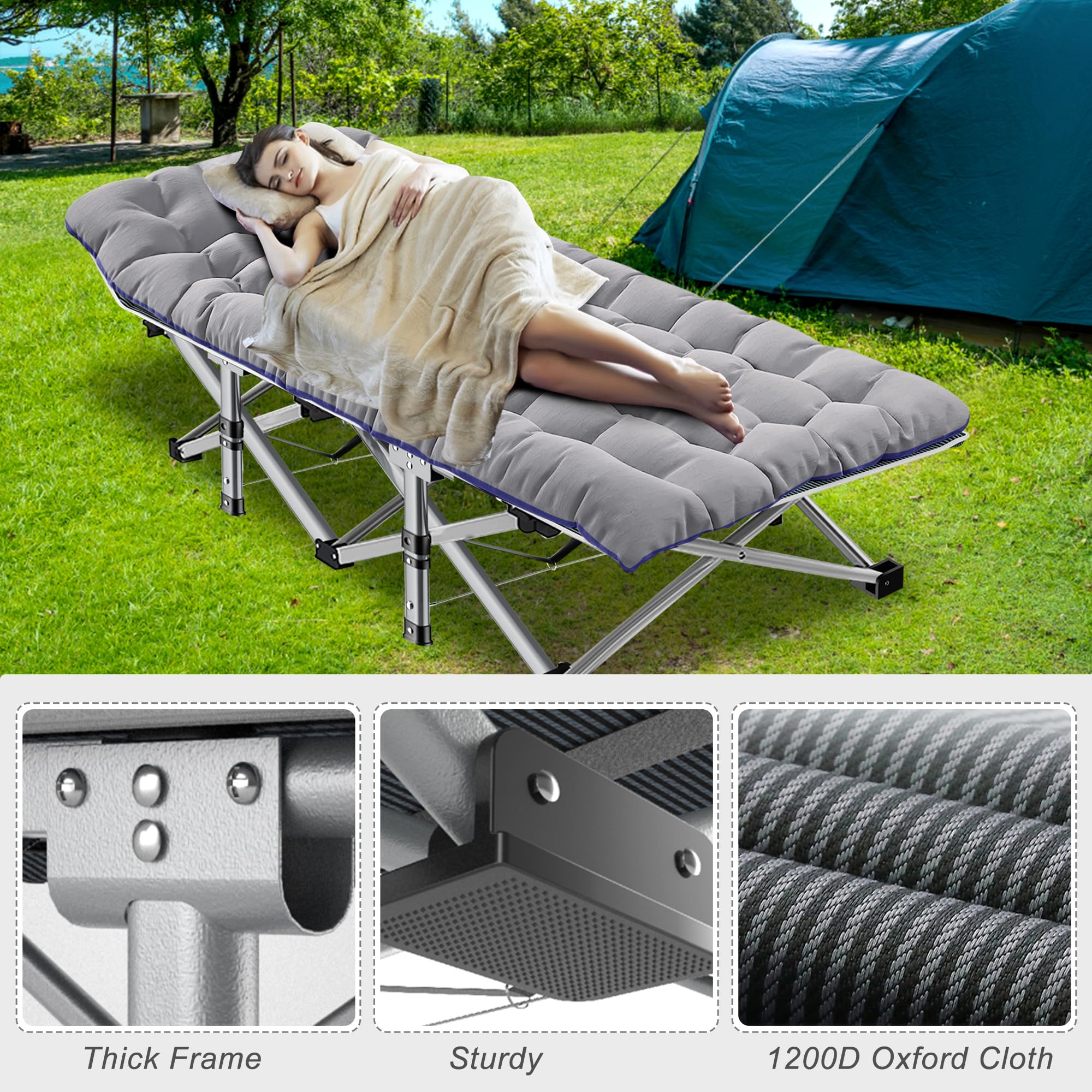 Lit De Camp Pliable MOPHOTO – Portable Avec Sac De Transport – Adulte Et Enfant – Noir