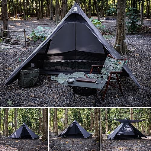 Miniatura 9 de OneTigris Tetra - Tienda de campaña ultraligera Tipi para 1-2 personas, tienda de campaña de senderismo impermeable, 3 estaciones, ideal para