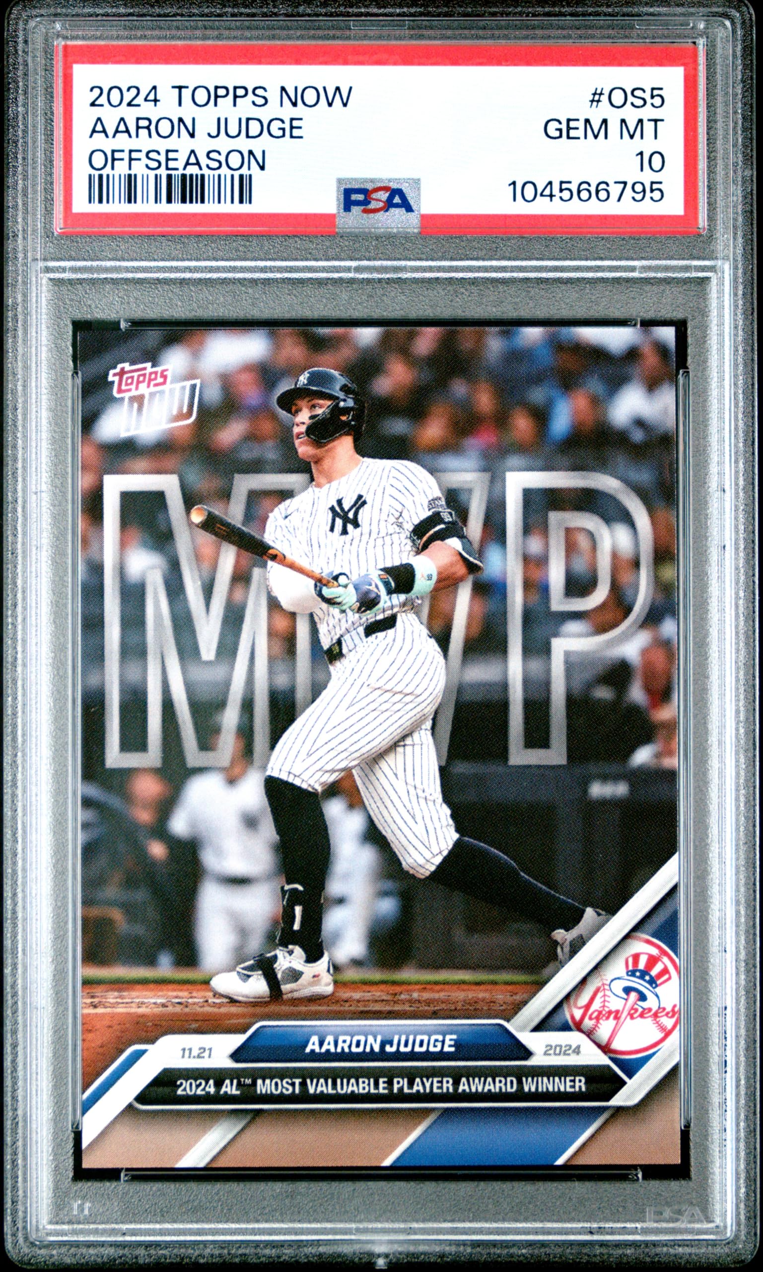 Graded 2024 Topps Now Aaron Judge #OS5 Offseason Baseball Card PSA 10 Gem Mint