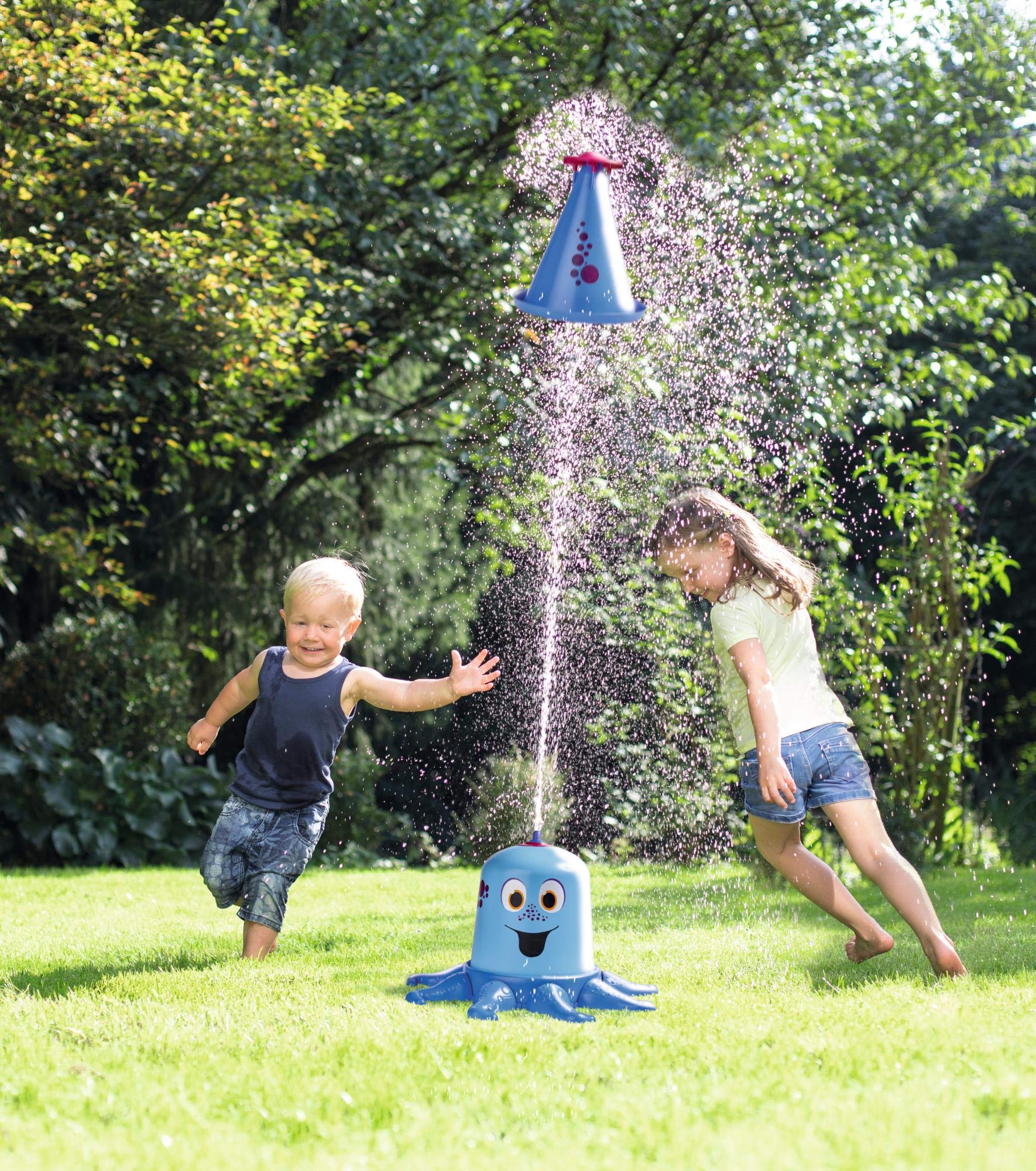 Big - Aqua-Nauti - Wassersprinkler mit bis zu 4 Meter hohem Strahl, Gartensprinkler für Kinder in Krakenform, genormter Schlauchanschluss mit Dichtung, für Kinder ab 3 Jahren
