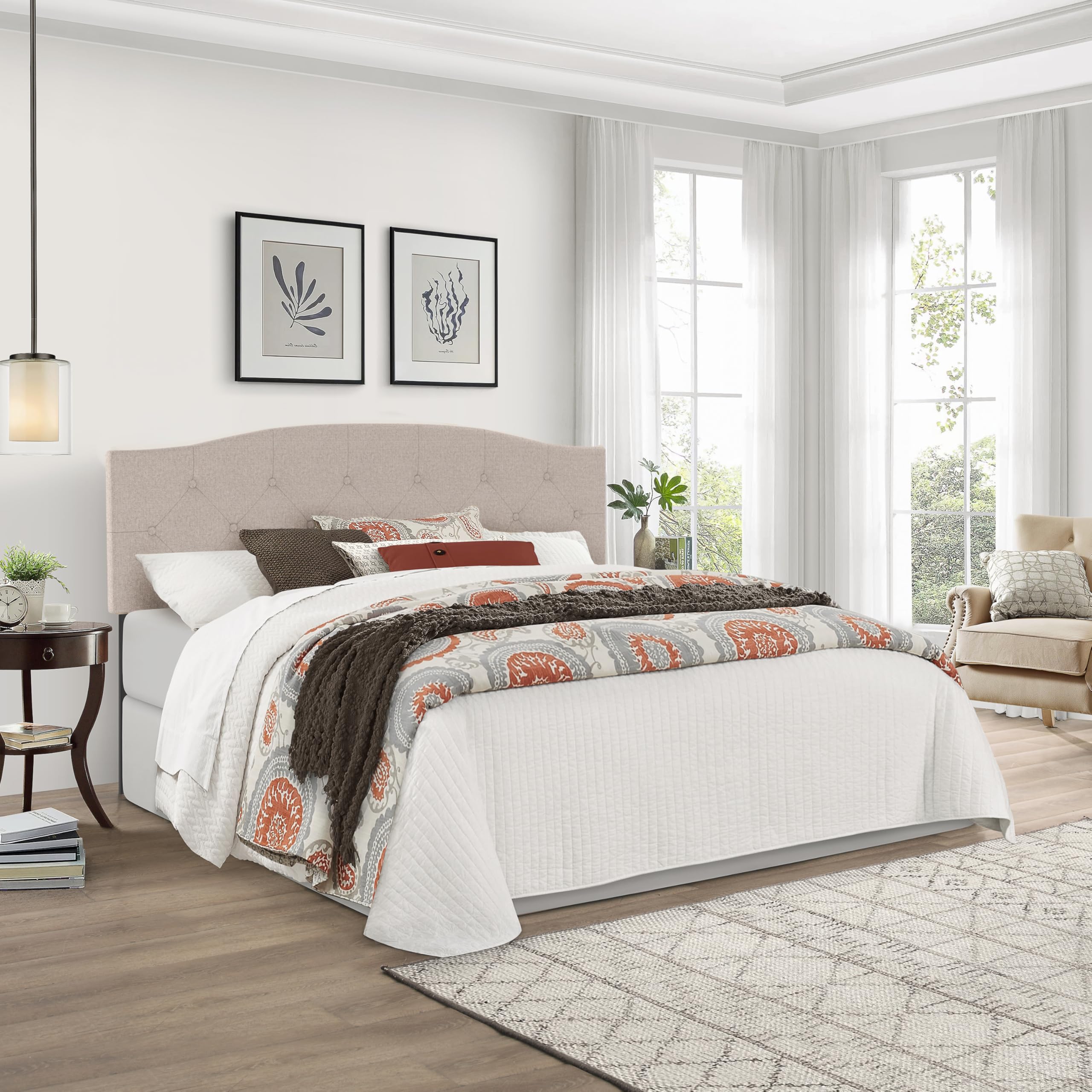Photo 1 of Hillsdale Provence Upholstered Adjustable King/CA King Headboard, Linen