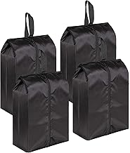 MISSLO Portable Nylon Travel Shoe Bags with Zipper Closure (Pack 4, Black)