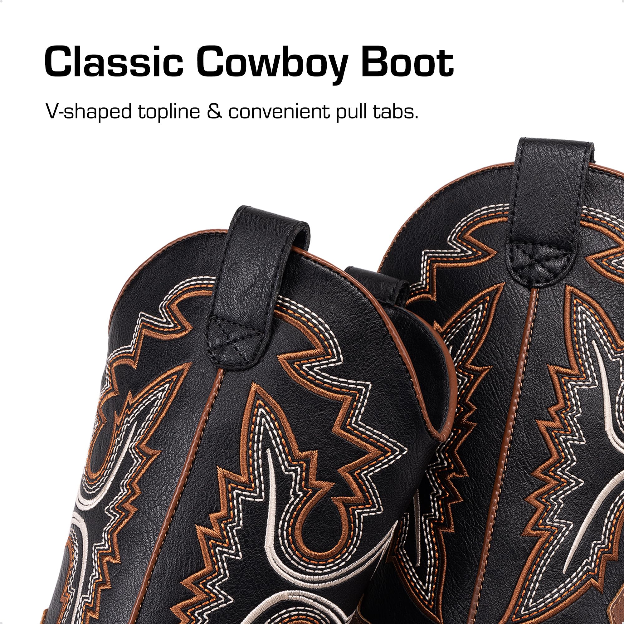 DREAM PAIRS Stivali da cowboy per ragazzi e ragazze stivali da equitazione con punta quadrata stile western