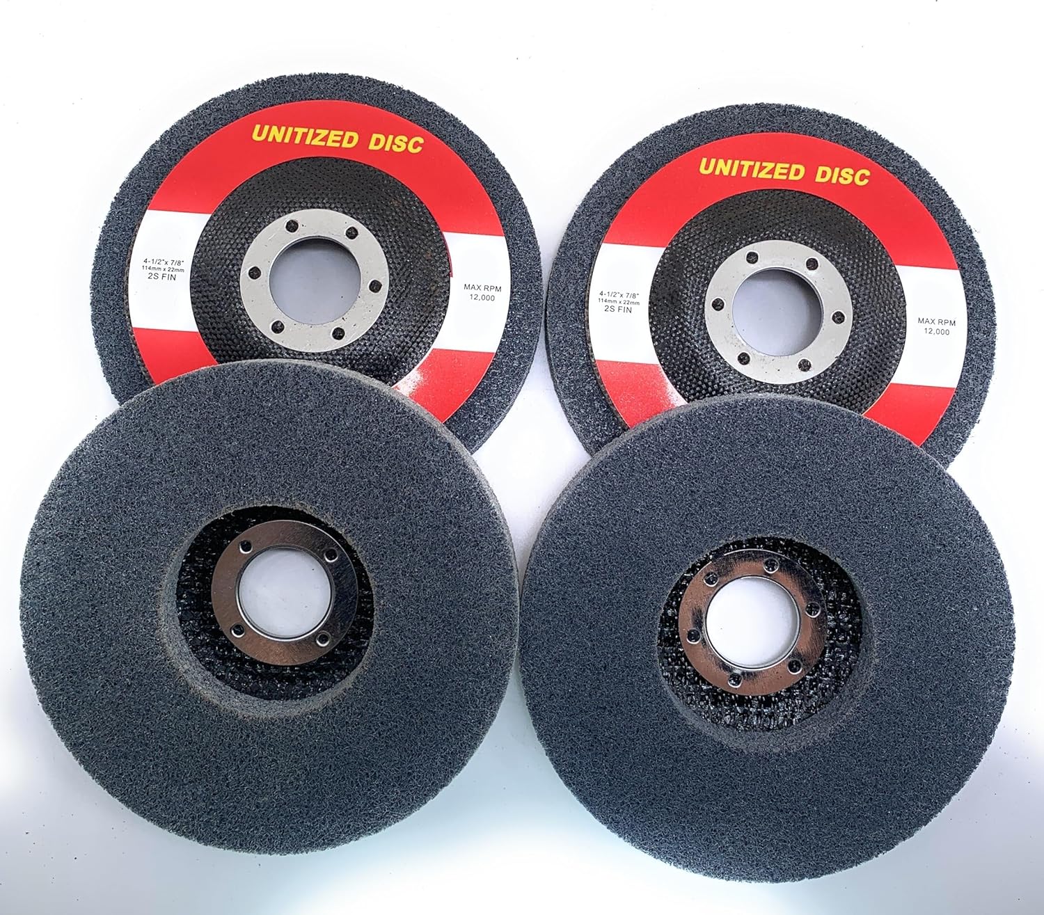 SIGNI Unitized Disc EXL UW - Surface Conditioning Deburr & Finish PRO 4-1/2”x 7/8”for Metal,Alloy,Steel for Angel Grinder (2S FIN, 4pcs)