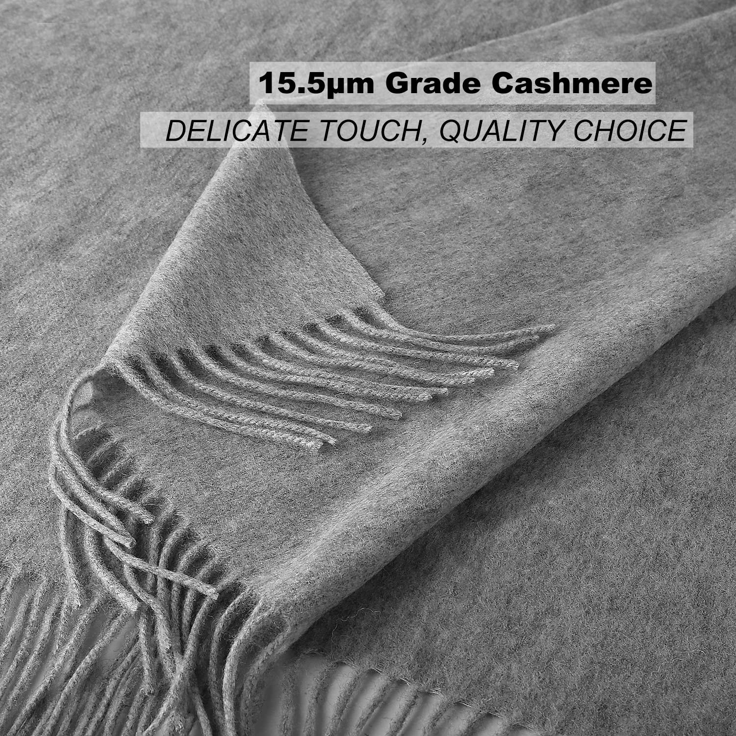 100% pure Cashmere Scarf with Fringed Edges, Super large size for Men and Women,Warm & Soft,Colors Available in Solid/Plaid