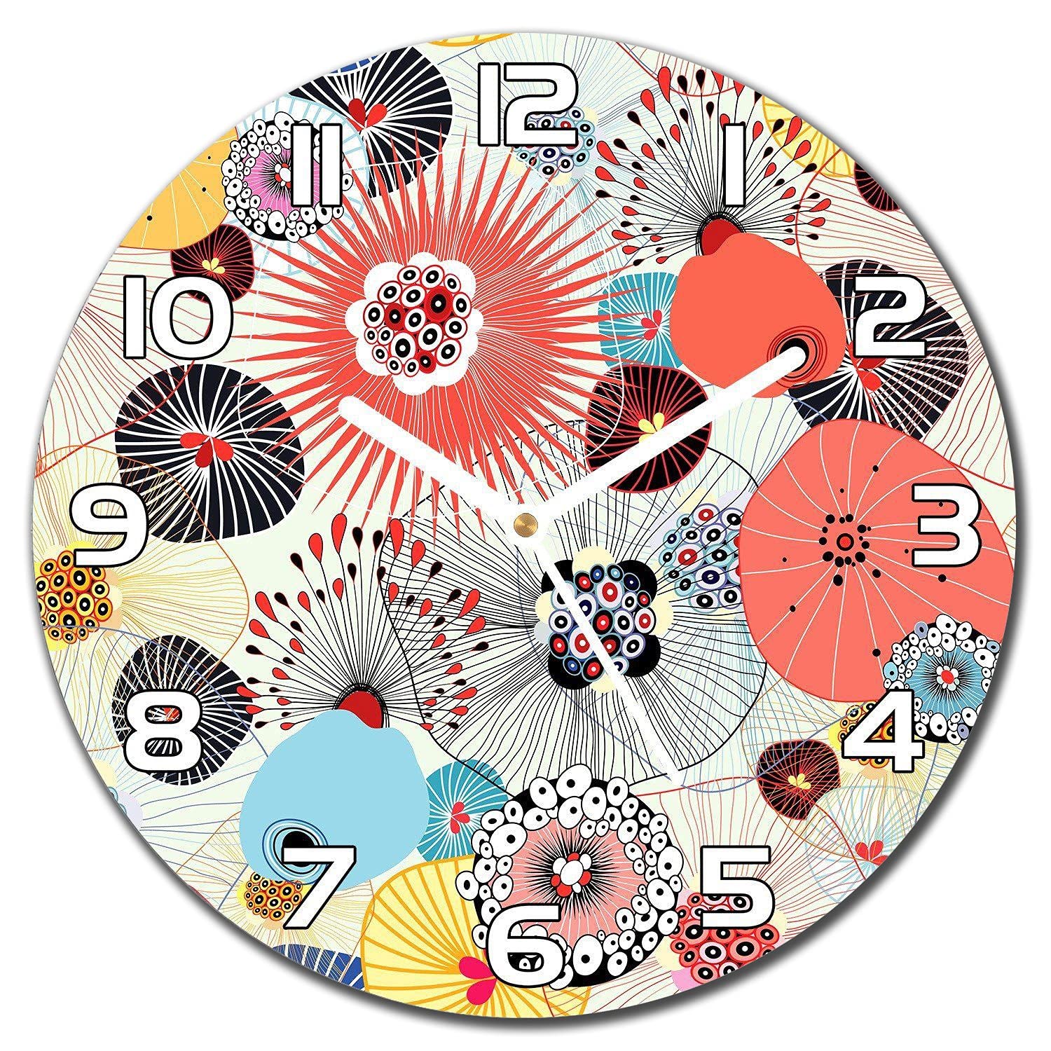 Horloge murale 30 cm en verre de sécurité lisible avec aiguilles blanches cuisine