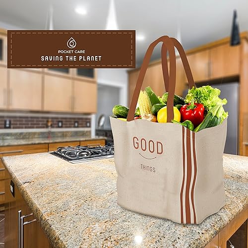 Miniatura 8 de POCKET CARE  Bolsa reutilizable  Bolsas grandes de comestibles  Bolsa con 6 mangas  Bolsa de mano con bolsillos y compartimentos