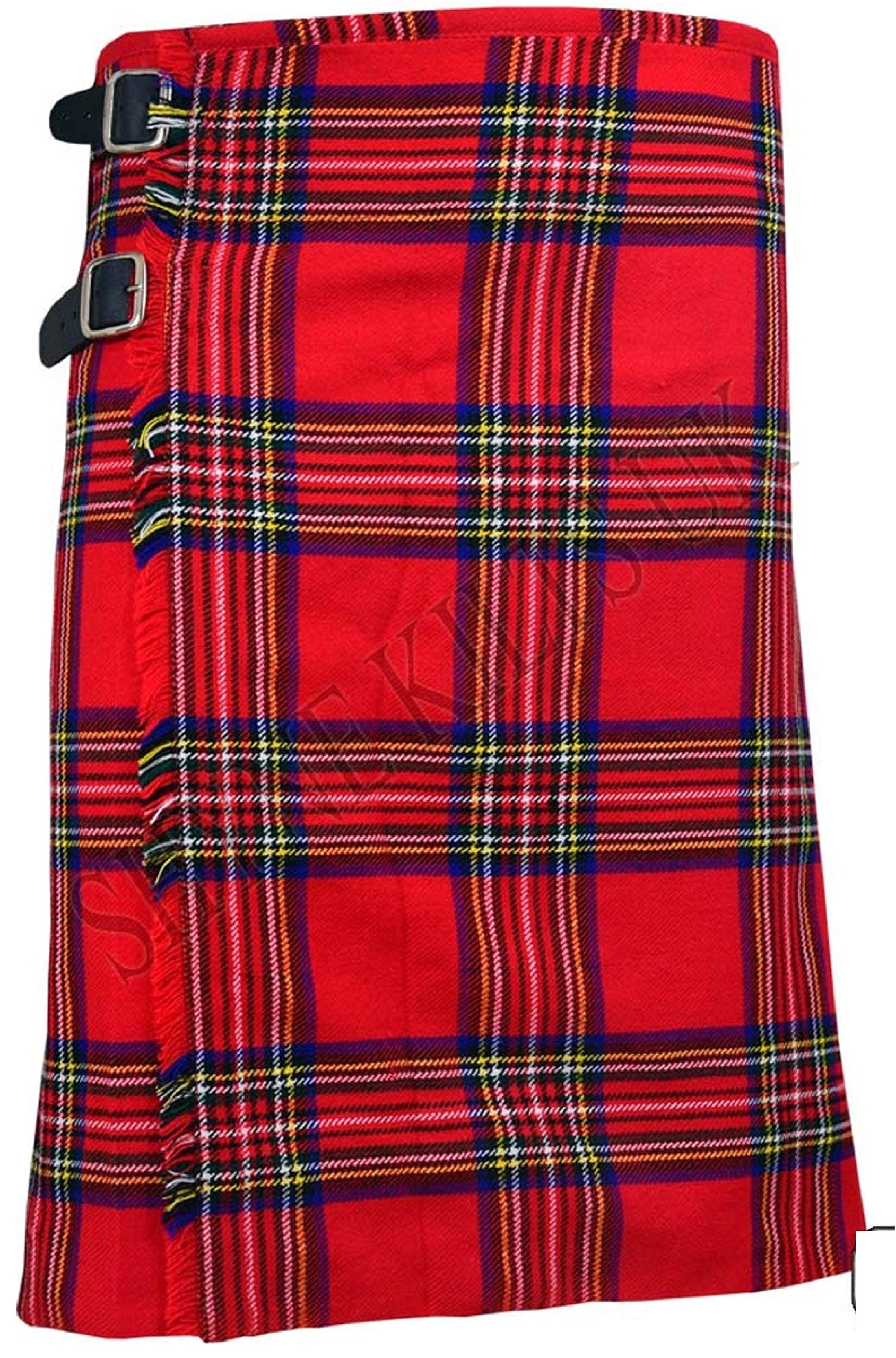 Royal Stewart Men's 5 Yard Scottish Kilts Tartan Kilt 13oz Highland Casual Kilt (40")