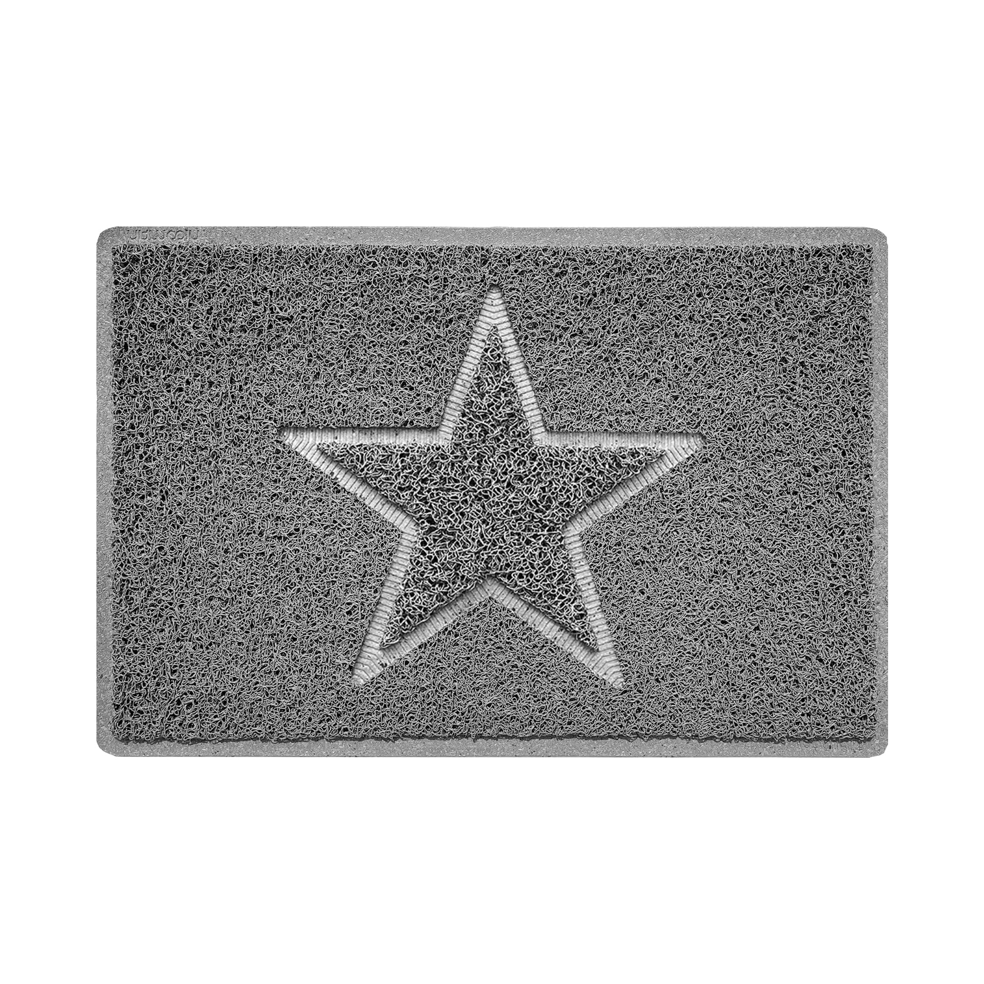Nicoman Estrella - Felpudo Logotipo en Relieve Rizos de Vinilo Entrada Bienvenido Lavable Alfombra - (Usar en Interiores y Exteriores), Pequeño (60x40cm), Gris