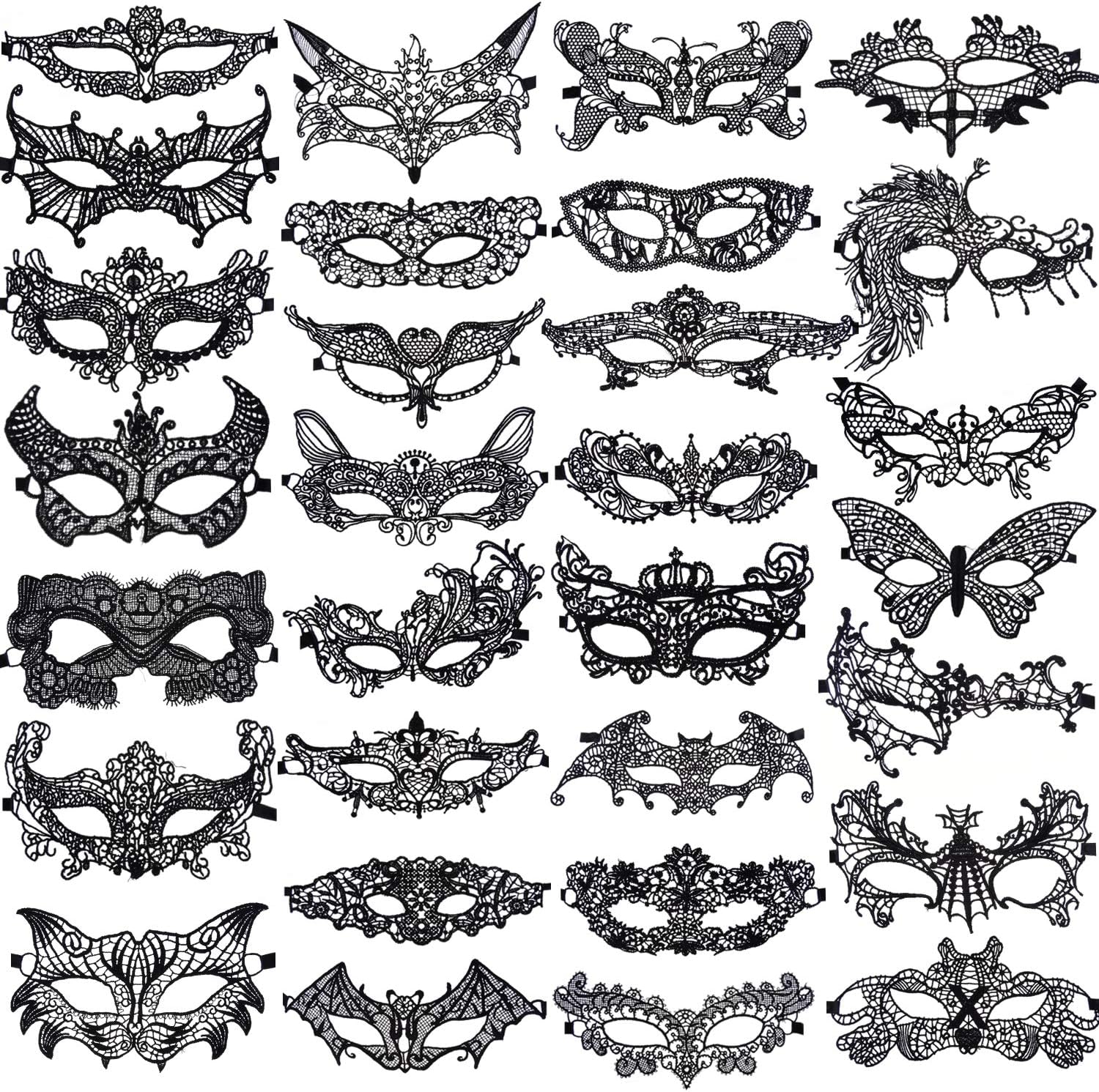 SIQUK 30 Pieces Masquerade Mask Black Lace Eye Mask