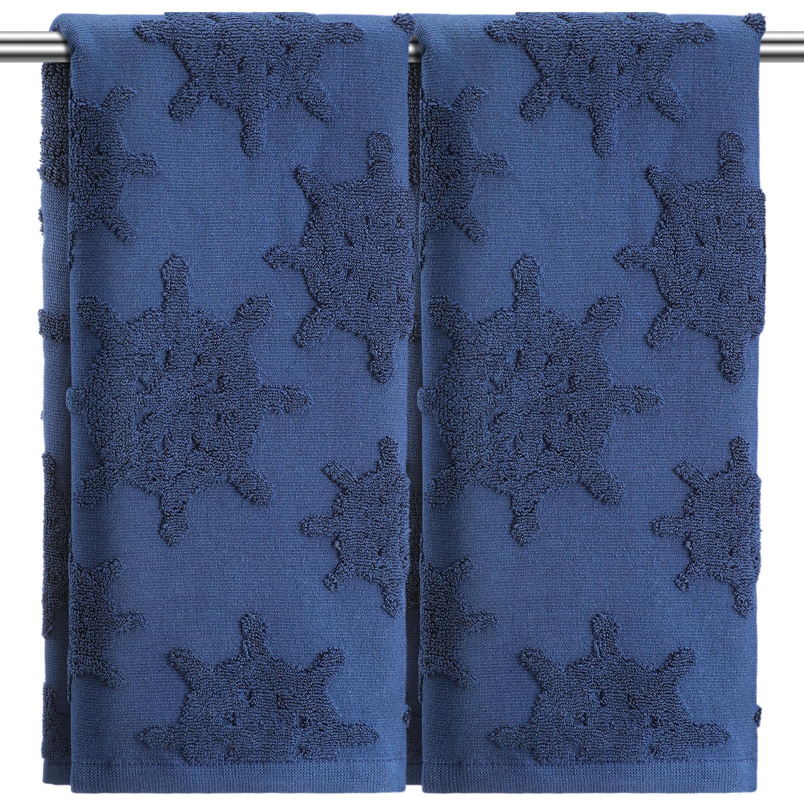 SmoothNovelty 2 Pcs Nautical Hand Towels for Bathroom 100% Cotton Jacquard Weave Bath Towel Set Soft Absorbent Dish Washcloth for Bathroom Kitchen