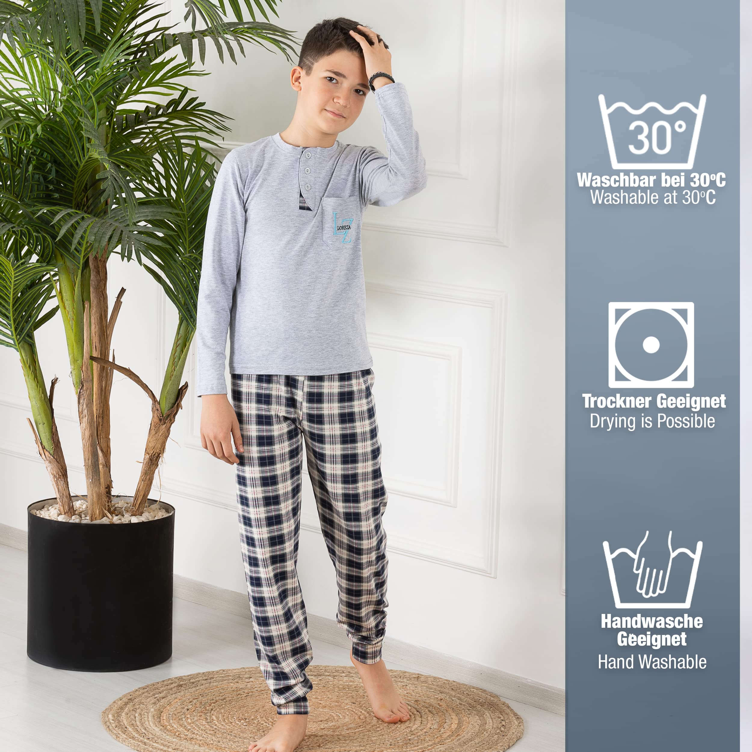 LOREZA ® Pijama para niños Conjunto de algodón de Manga Larga Pijama de Dos Piezas Traje de casa