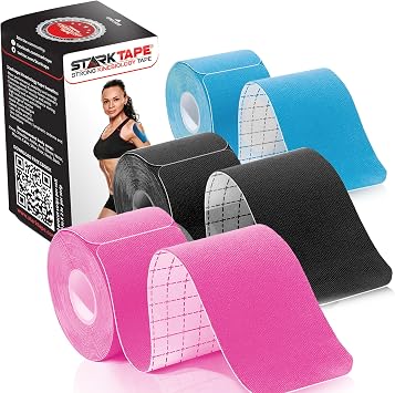 Kinesiology Tape Athletic Pro Sports - 3 Rolls, 60 Precut Strips, Latex-Free, for Muscle Support, Ankles, Wrists, Knees, Running, Tennis, Swimming. Stays Secure for Several Days