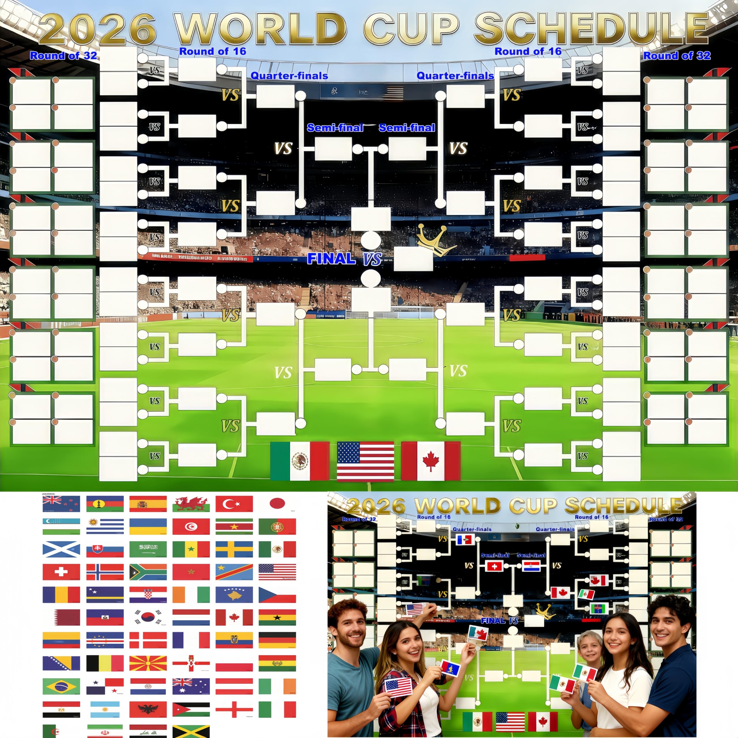 【超希少】Recruiter’s cup 2026 CALENDAR YXYOUNG 2026 World Cup Schedule Poster with 64 PCS Reusable