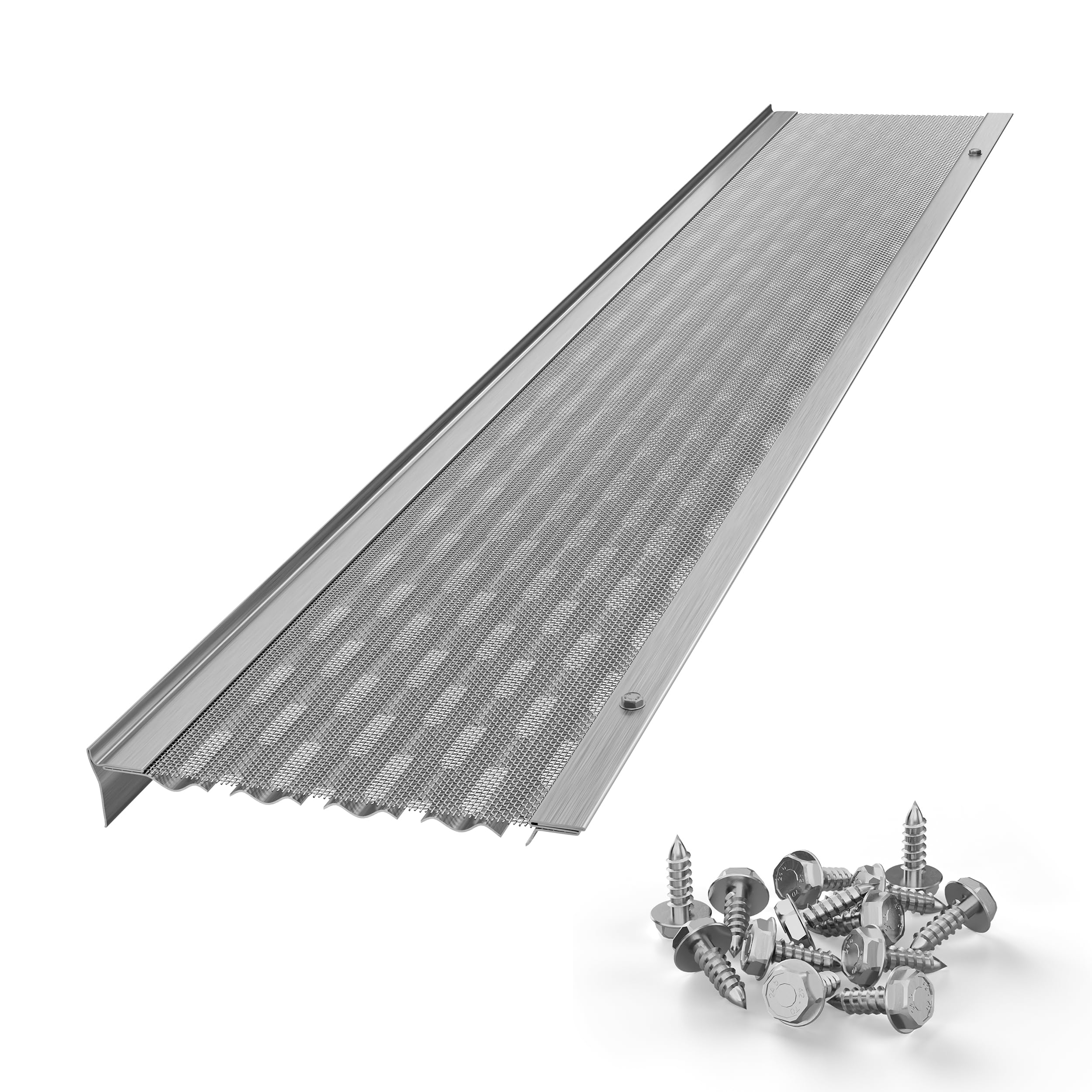 DIY 5" Gutter Covers System for Leaf Protection Featuring Stainless Steel Mesh Aluminum DIY Gutter Guards Contractor Grade Leaf Guards for Gutters - Made in The USA (Mill Finish - 28 Feet)