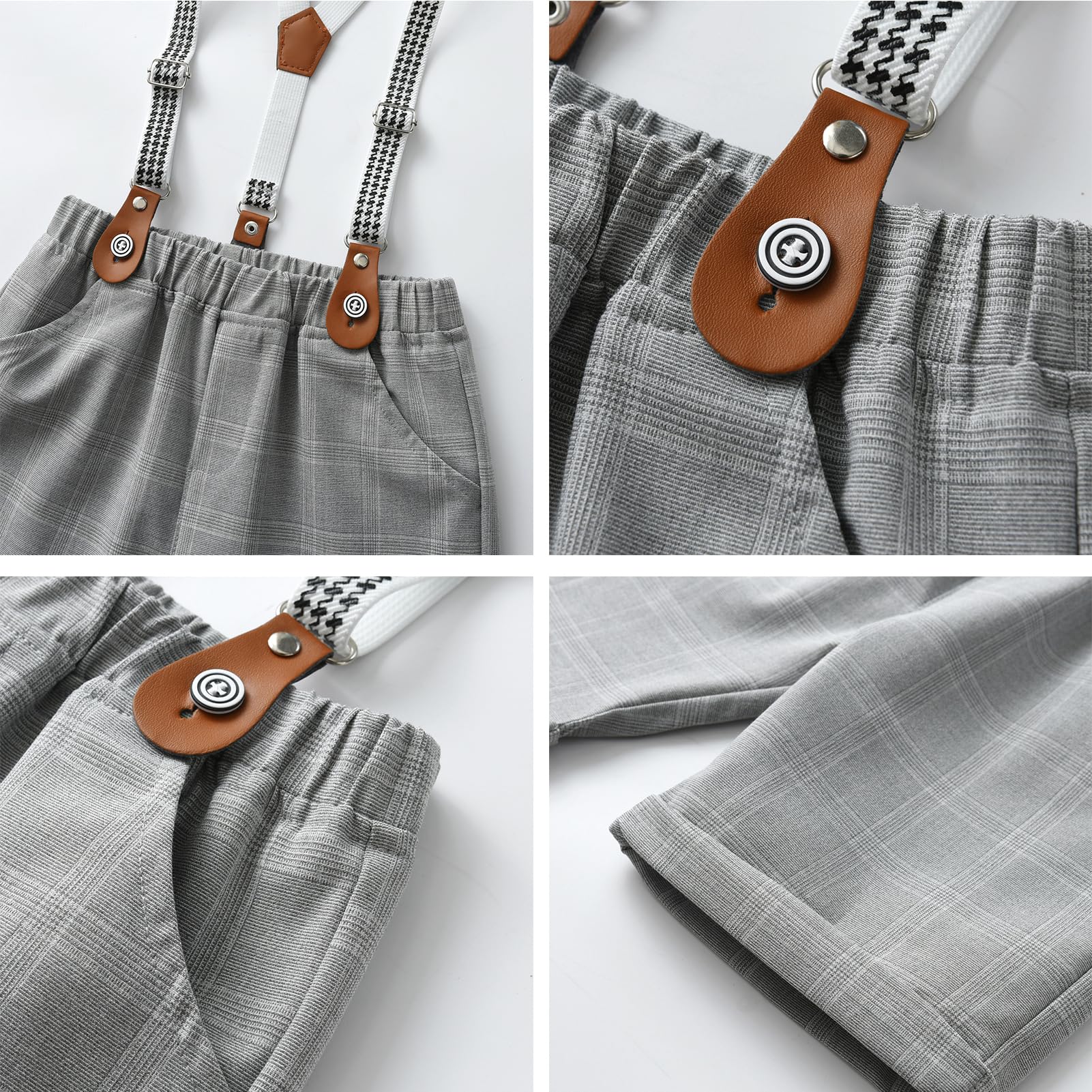 Gajaous Baby Jungen Gentleman Anzüge, Kinder Kurzarm Bowtie Shirt Strampler + Hosenträger Shorts Overalls Festliche Taufe Hochzeit Gentleman Shorts Set