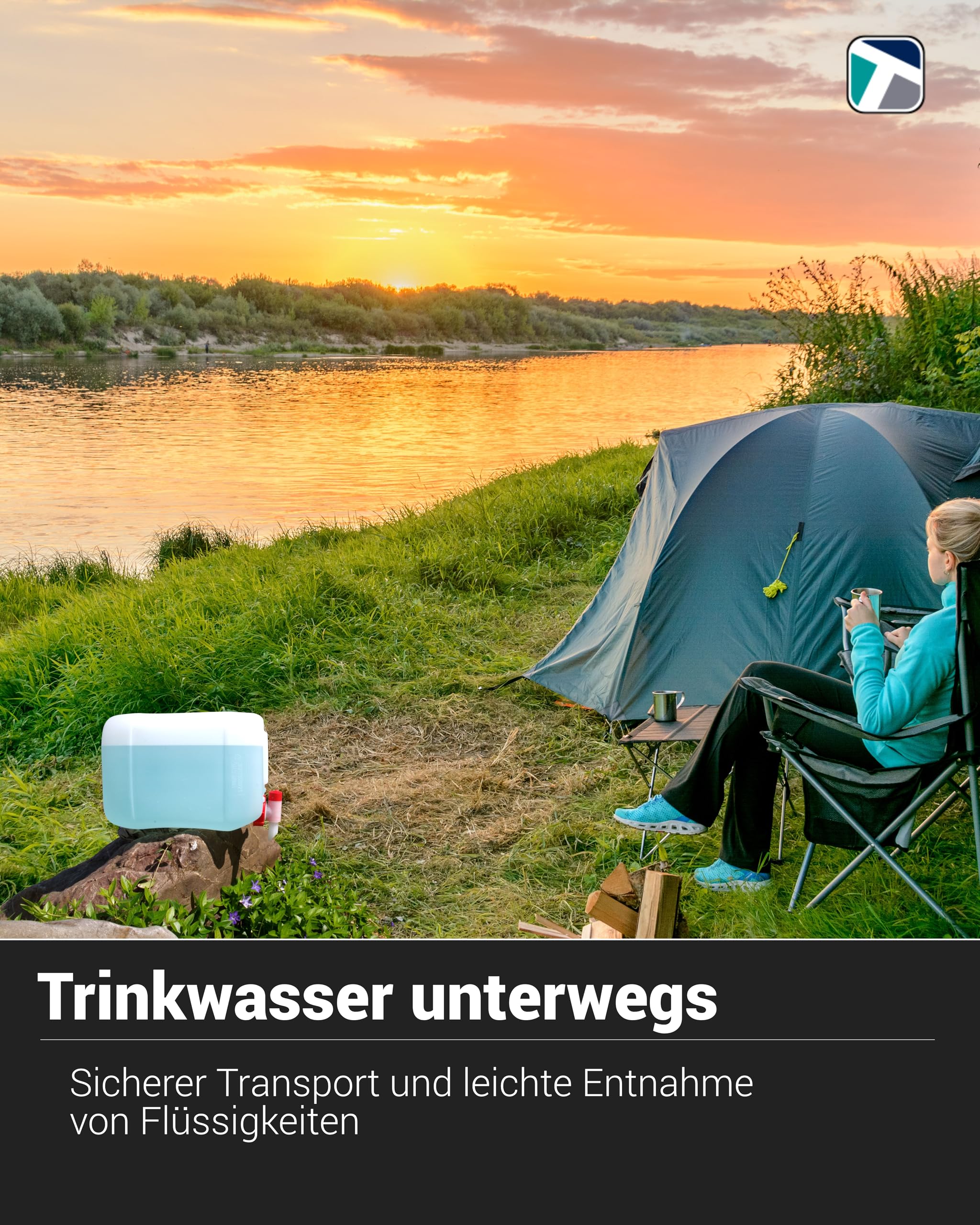 Trevendo 8er-Set Wasserkanister - Leerkanister - Kunststoffkanister (20 Liter, DIN 61, Ø49 mm) - lebensmittelecht & BPA-frei - inkl Beschriftungsetiketten